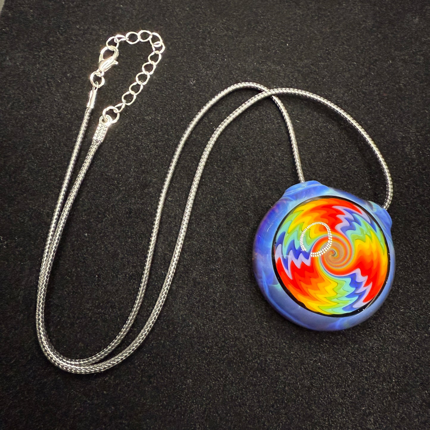 Psychedelic Borosilicate Glass Rainbow Wigwag Pendant