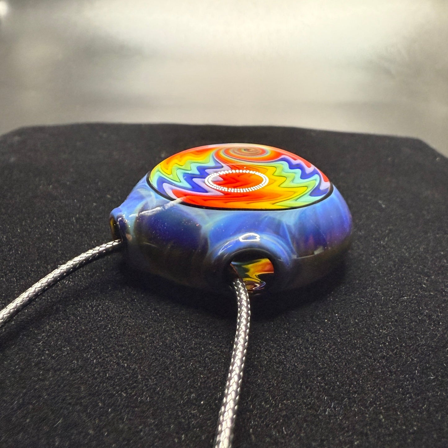 Psychedelic Borosilicate Glass Rainbow Wigwag Pendant