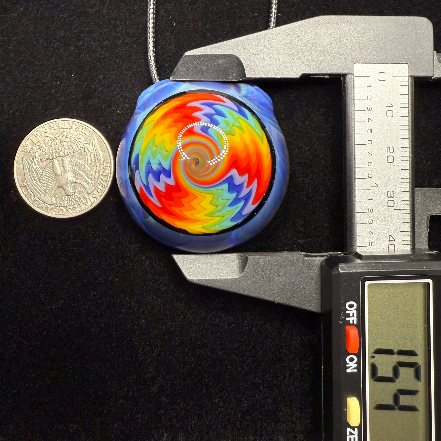 Psychedelic Borosilicate Glass Rainbow Wigwag Pendant