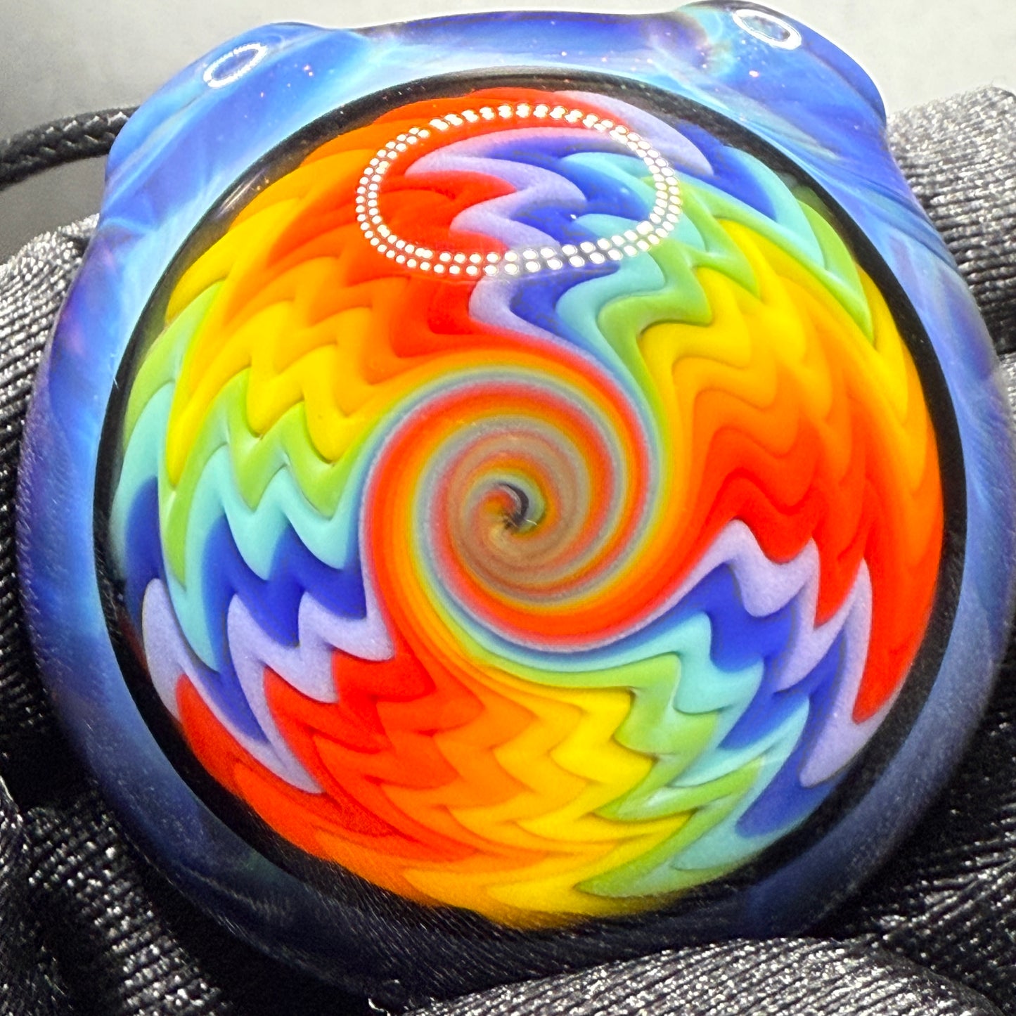 Psychedelic Borosilicate Glass Rainbow Wigwag Pendant