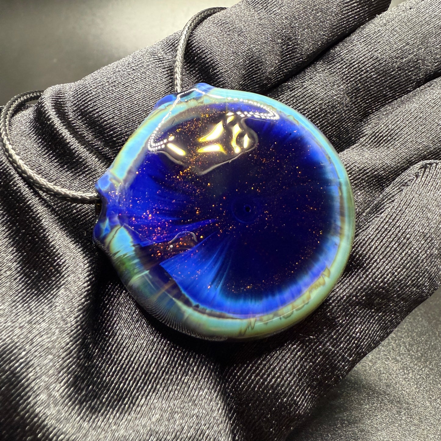 Psychedelic Borosilicate Glass Rainbow Wigwag Pendant
