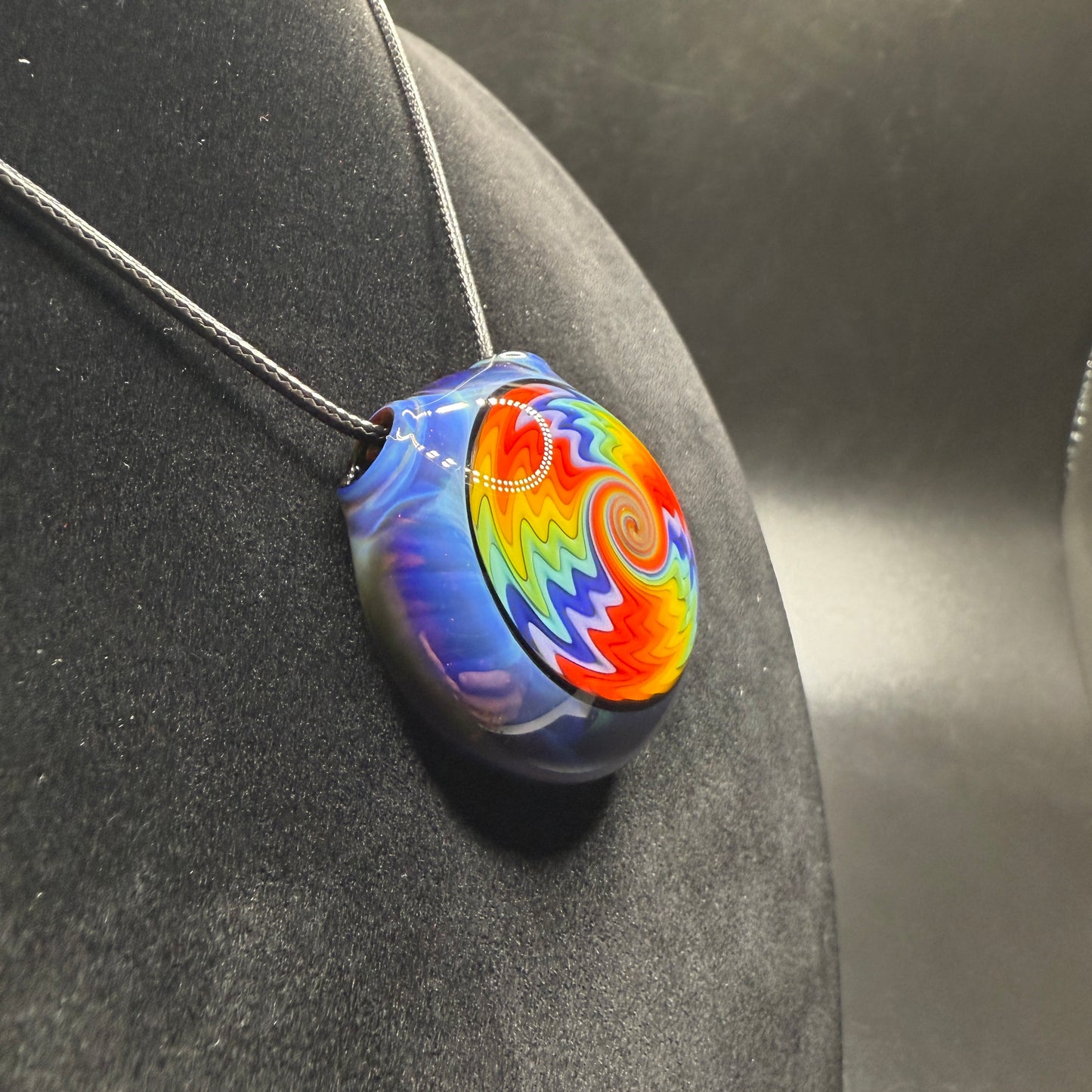 Psychedelic Borosilicate Glass Rainbow Wigwag Pendant