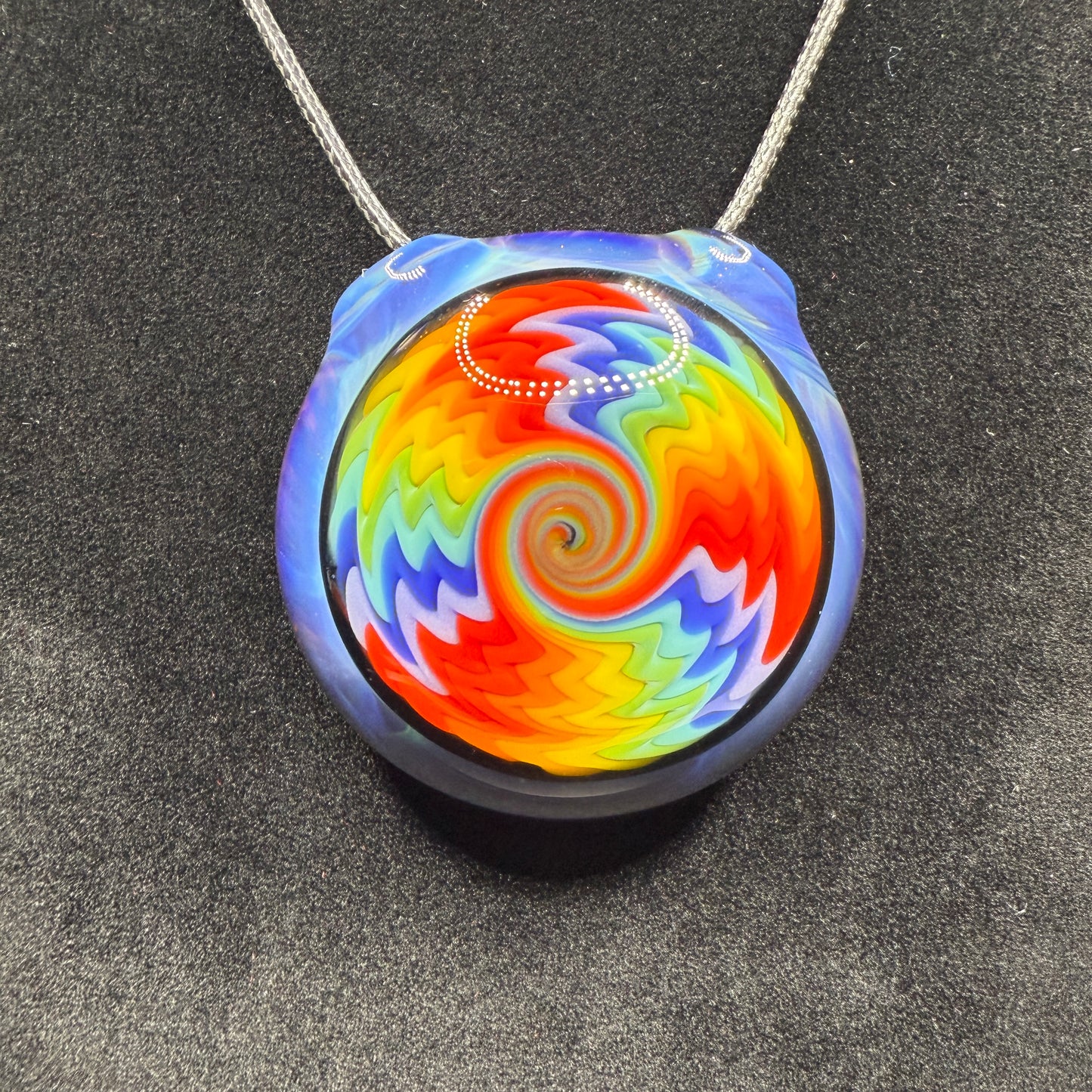 Psychedelic Borosilicate Glass Rainbow Wigwag Pendant