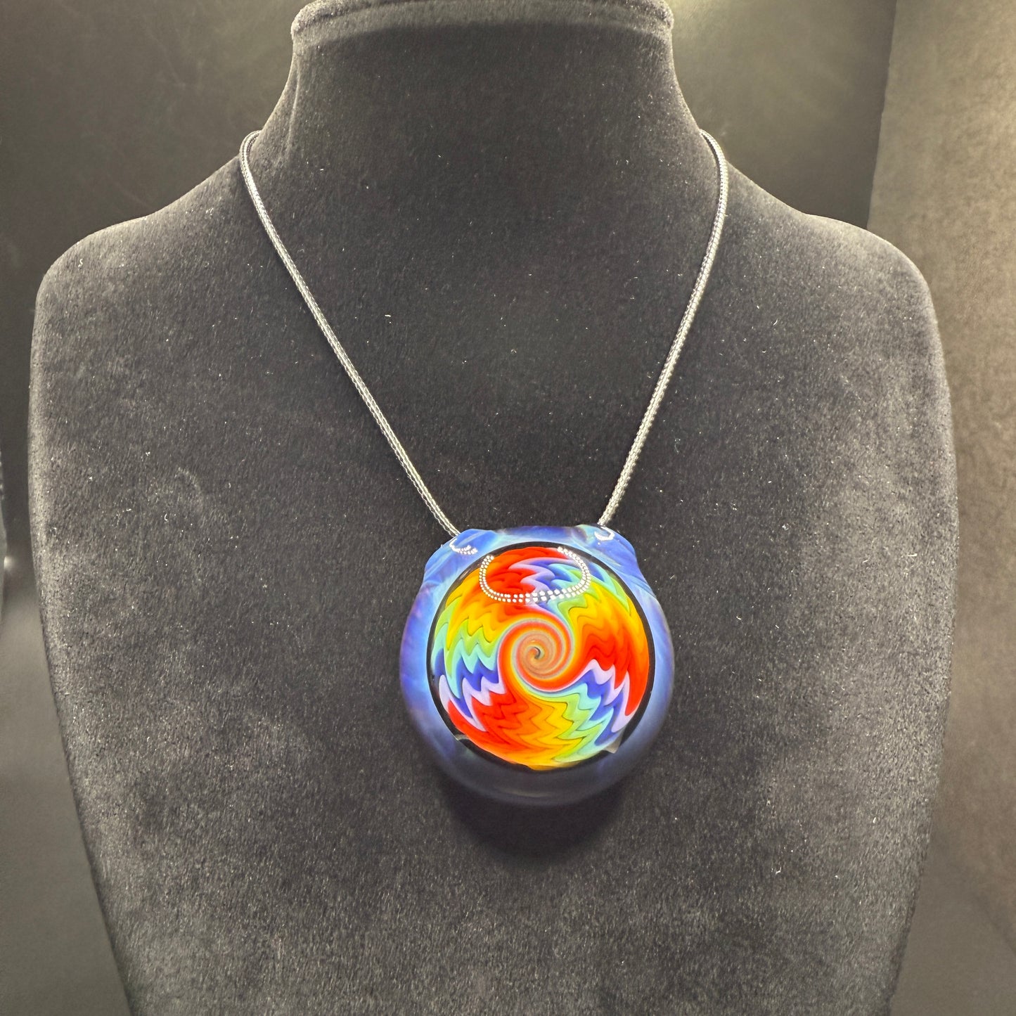 Psychedelic Borosilicate Glass Rainbow Wigwag Pendant