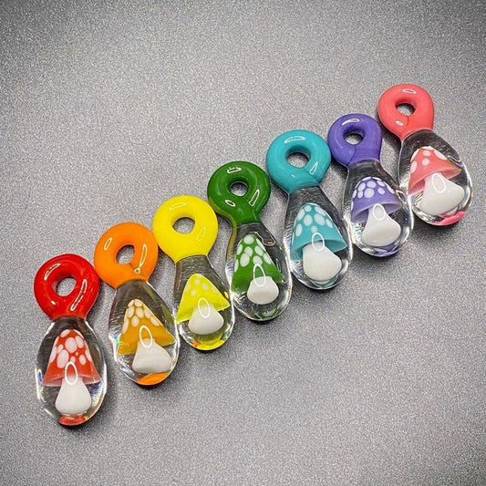 Handmade Glass Mushroom Pendant in Every Color of the Rainbow