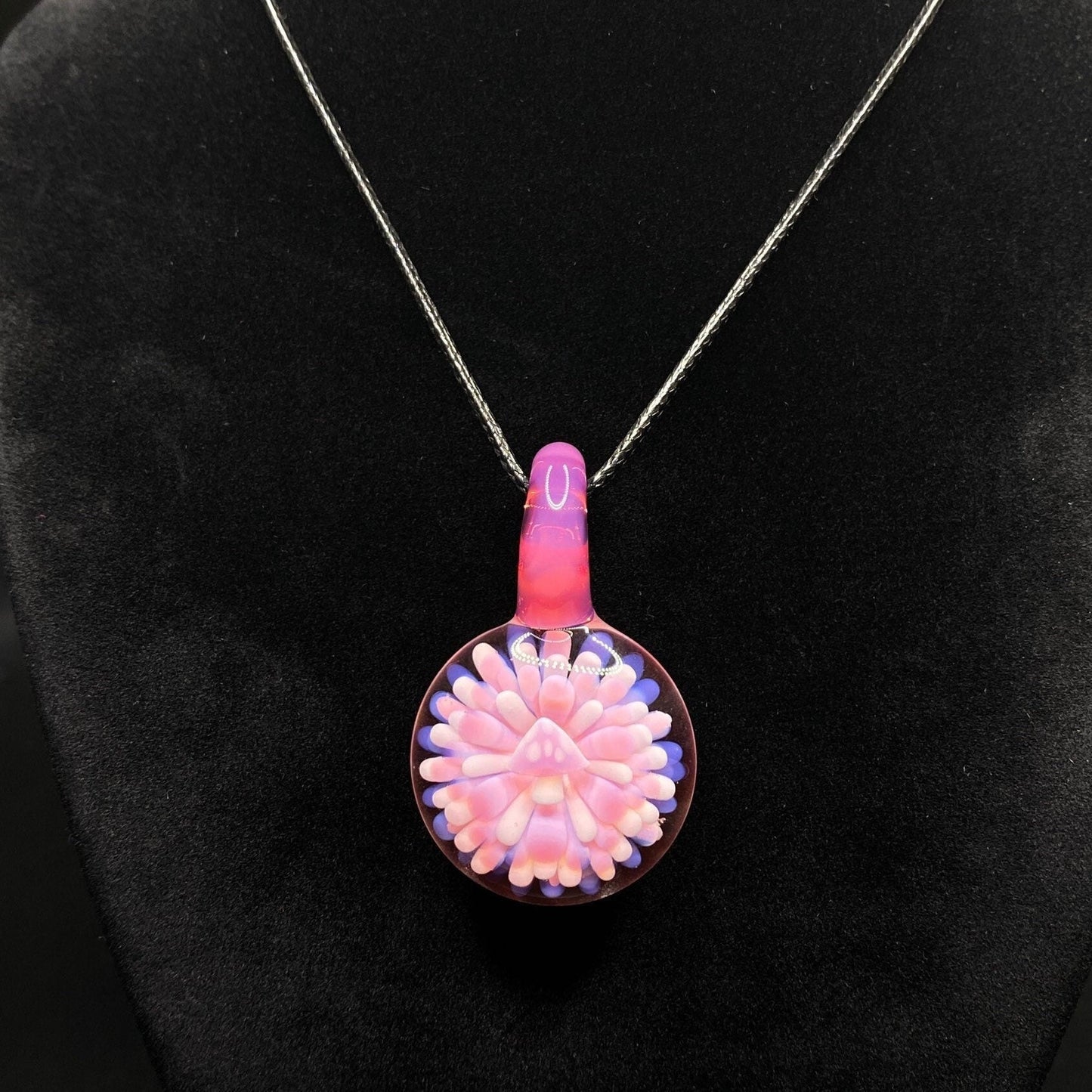 Blown Glass Mushroom Necklace || Borosilicate Glass Pendant Lampwork || Mushroom Jewelry || Magic Mushroom Pendant