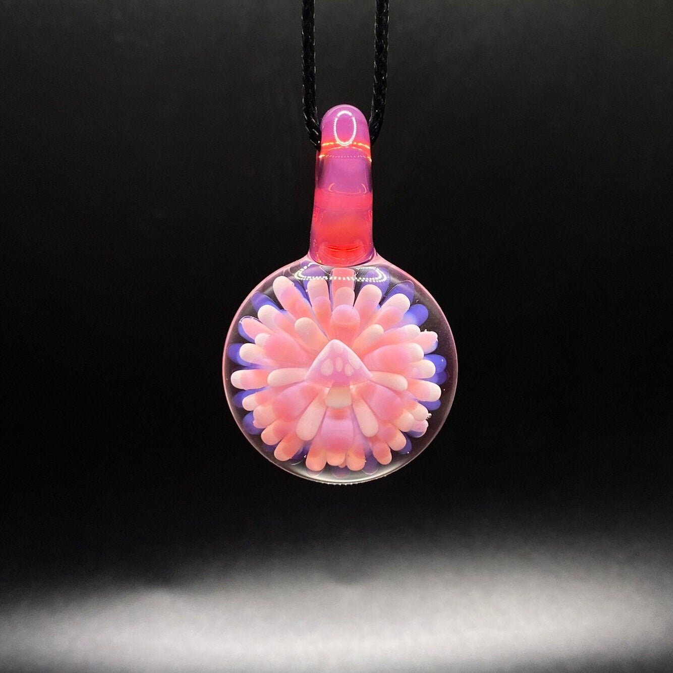 Blown Glass Mushroom Necklace || Borosilicate Glass Pendant Lampwork || Mushroom Jewelry || Magic Mushroom Pendant