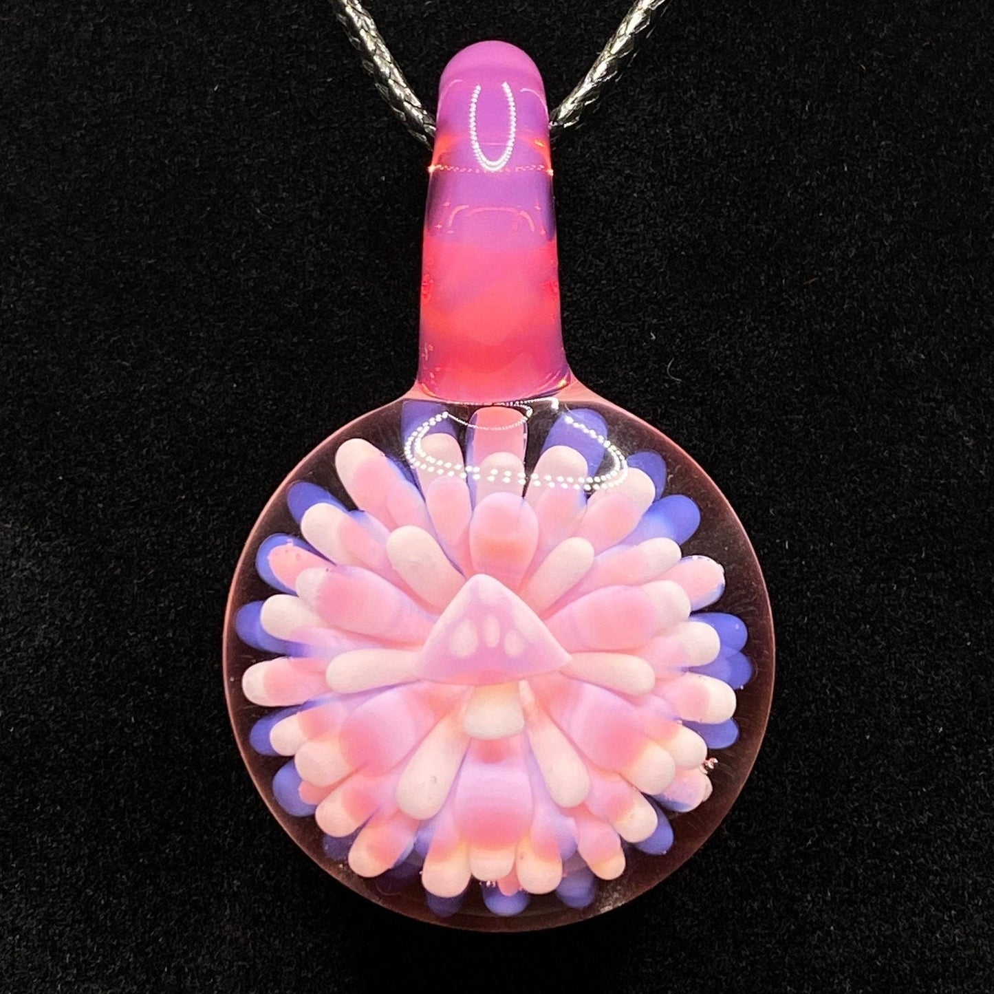 Blown Glass Mushroom Necklace || Borosilicate Glass Pendant Lampwork || Mushroom Jewelry || Magic Mushroom Pendant
