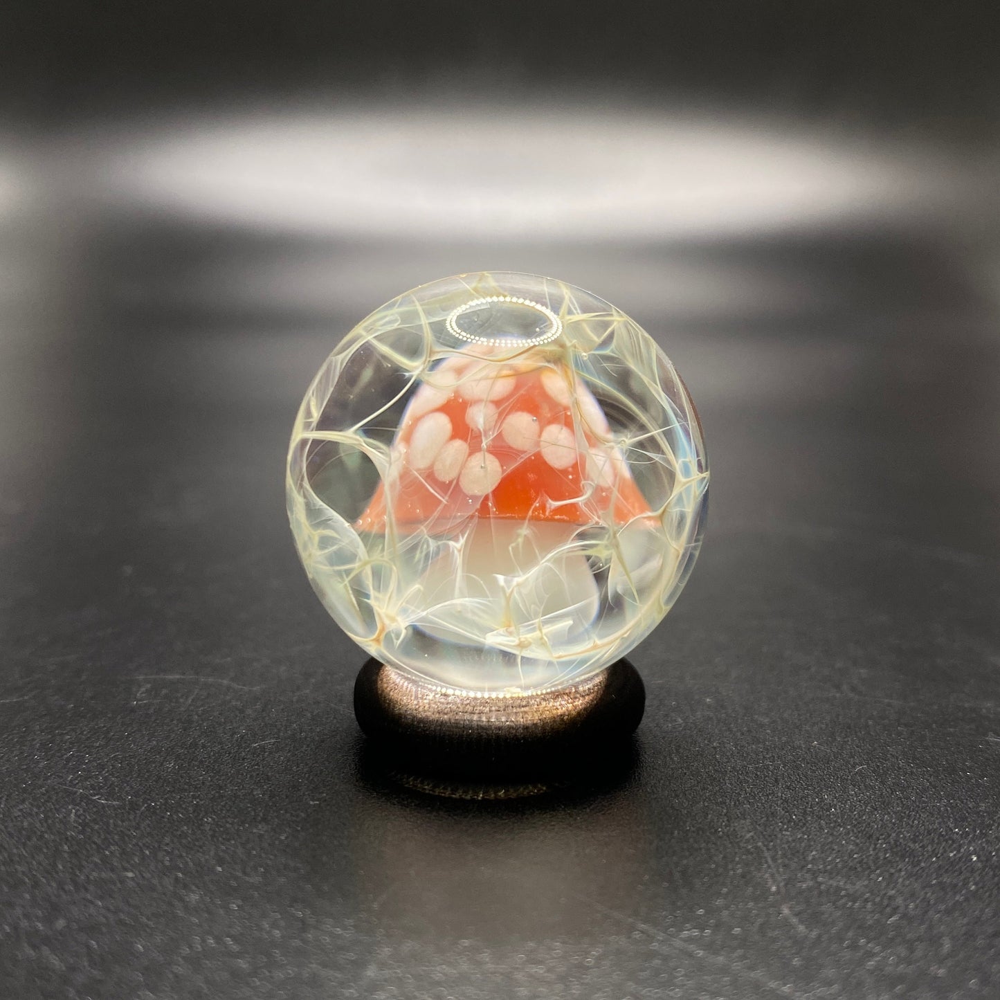 Mushroom Marble Borosilicate Glass with Silver Chaos Fume 1.13 Inch || Handmade Glass Art Marble || Mushroom Decor || Heady Glass Marbles