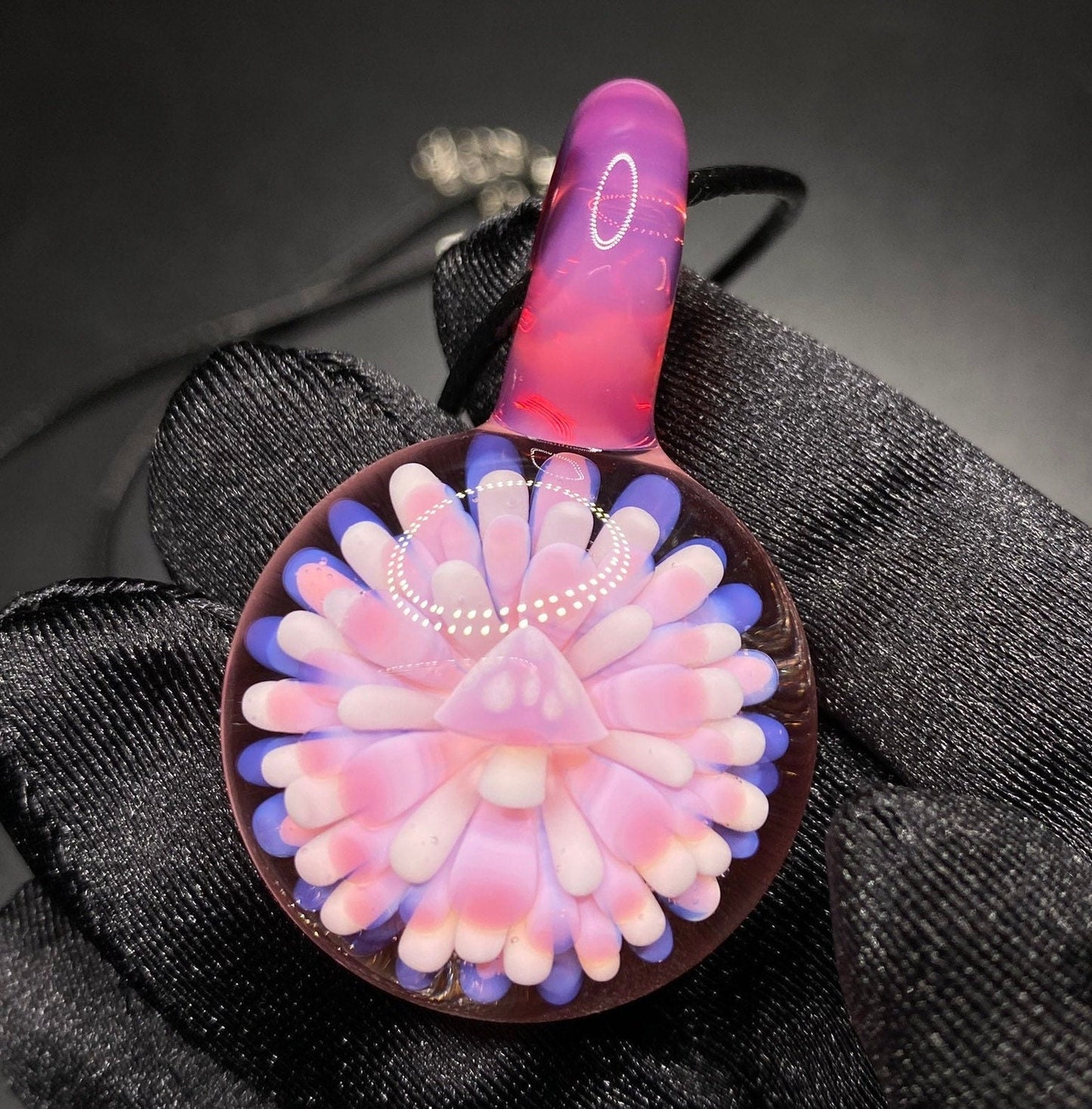 Blown Glass Mushroom Necklace || Borosilicate Glass Pendant Lampwork || Mushroom Jewelry || Magic Mushroom Pendant