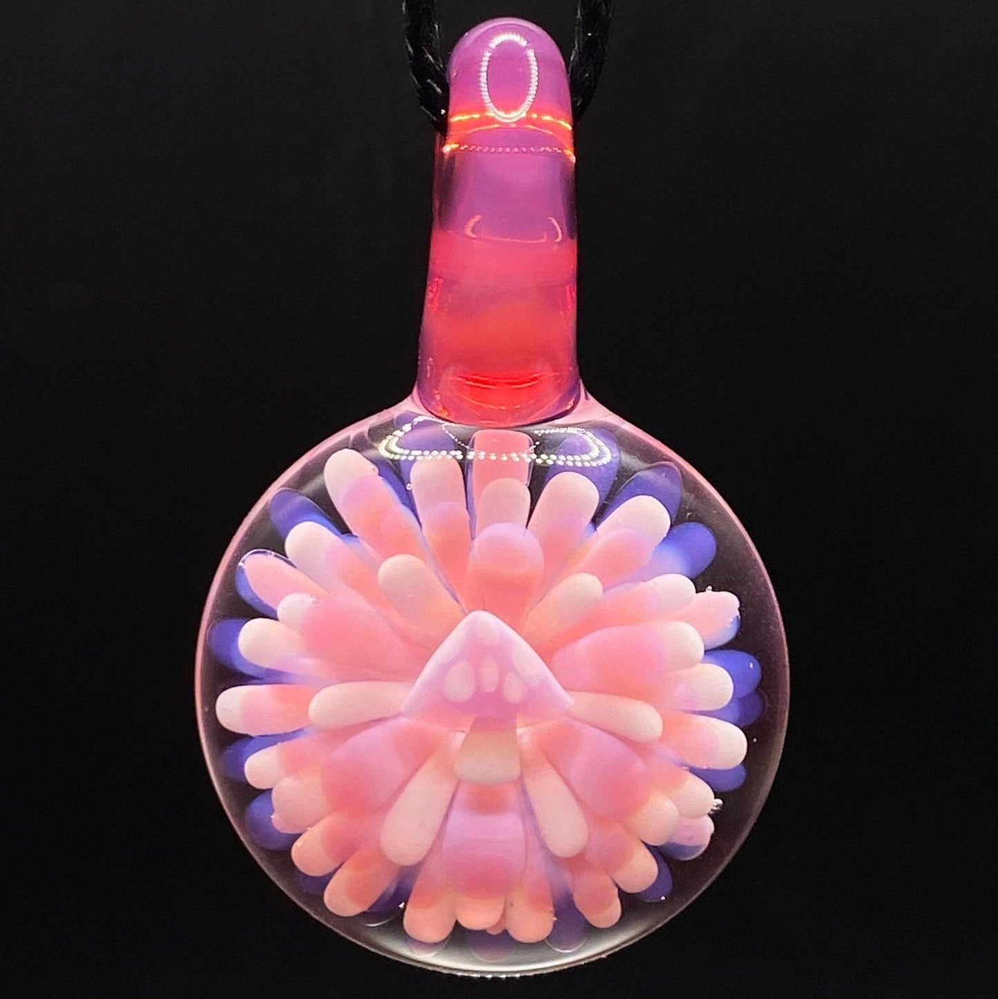Blown Glass Mushroom Necklace || Borosilicate Glass Pendant Lampwork || Mushroom Jewelry || Magic Mushroom Pendant