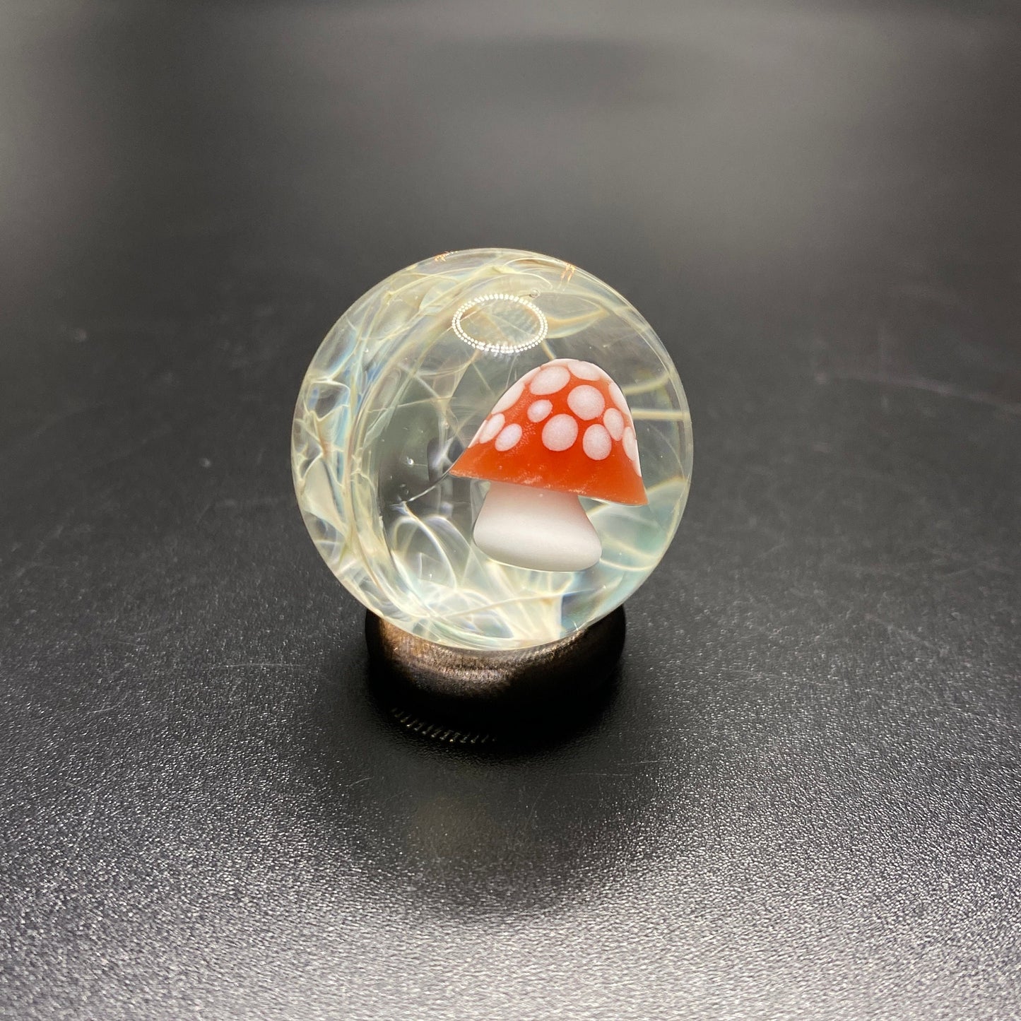 Mushroom Marble Borosilicate Glass with Silver Chaos Fume 1.13 Inch || Handmade Glass Art Marble || Mushroom Decor || Heady Glass Marbles