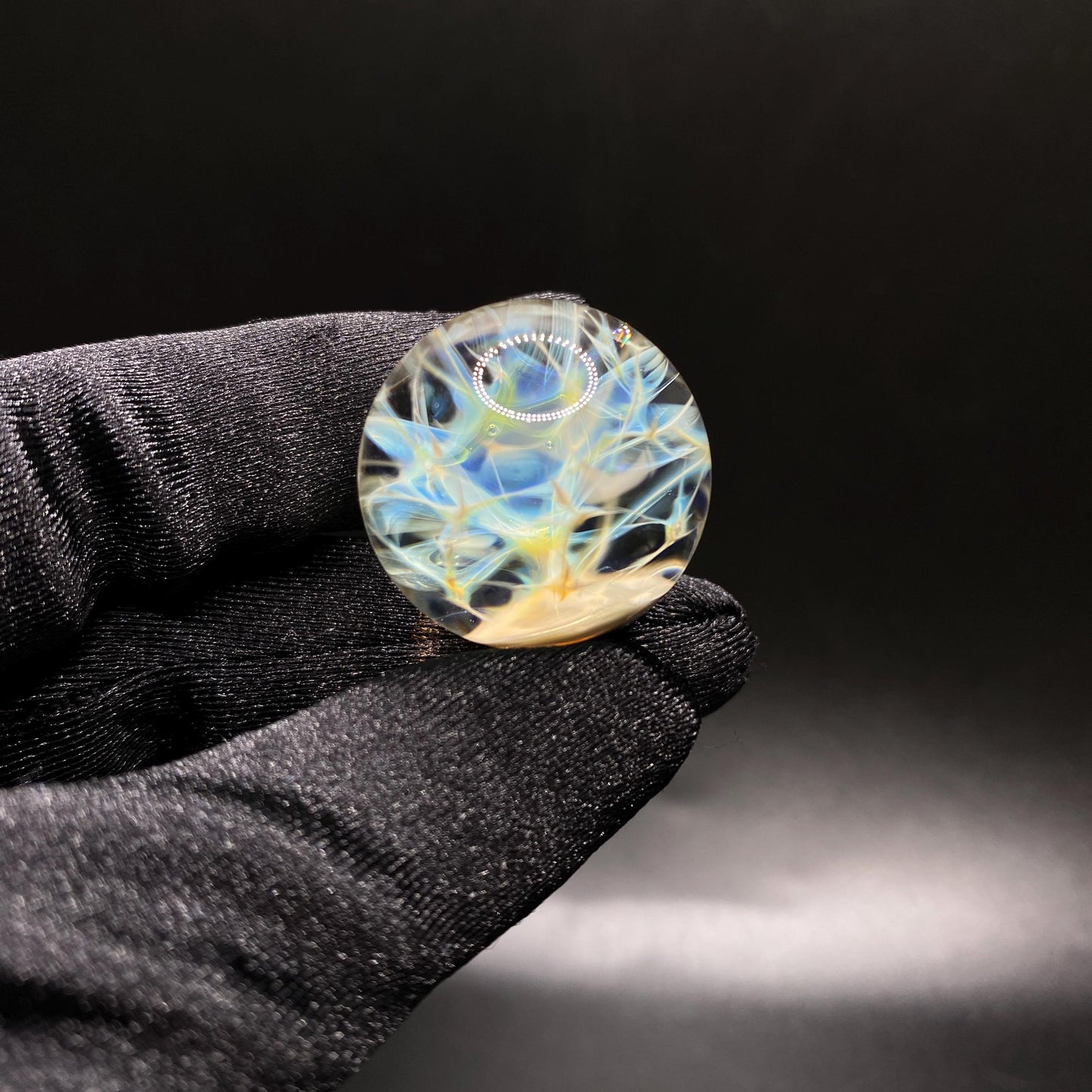 1.00 Inch Handmade Glass Marble || Silver Chaos Fume Technique with Electrum Backing