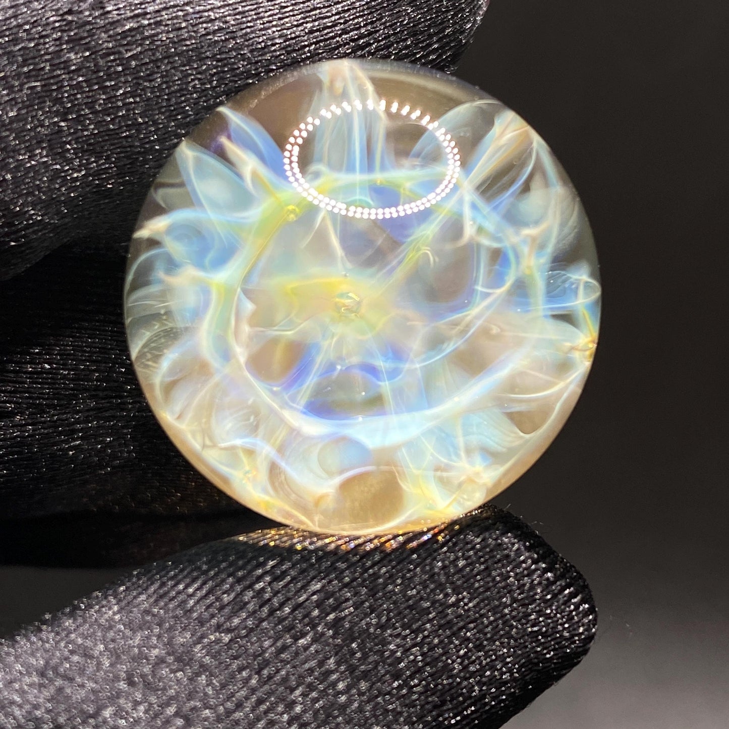 1.00 Inch Handmade Glass Marble || Silver Chaos Fume Technique with Electrum Backing