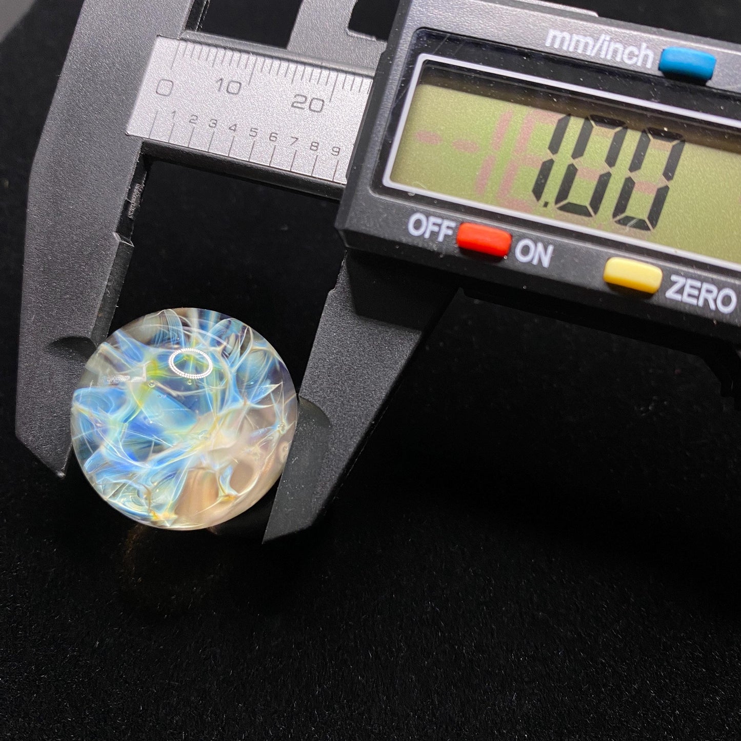 1.00 Inch Handmade Glass Marble || Silver Chaos Fume Technique with Electrum Backing