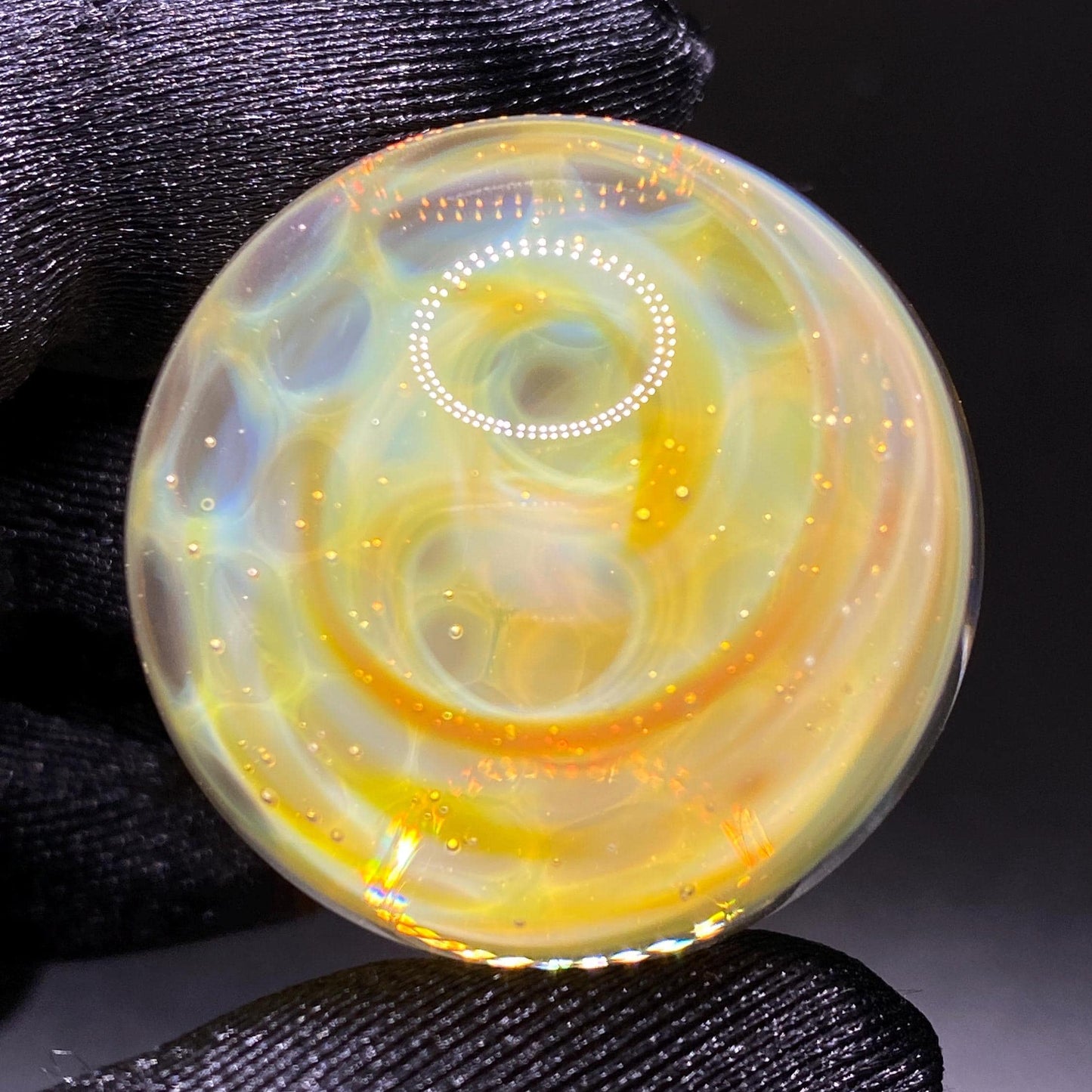 1.26 Inch Handcrafted Borosilicate Glass Marble with Silver Fume - Heady Glass Art Marble - Includes Wooden Display Stand