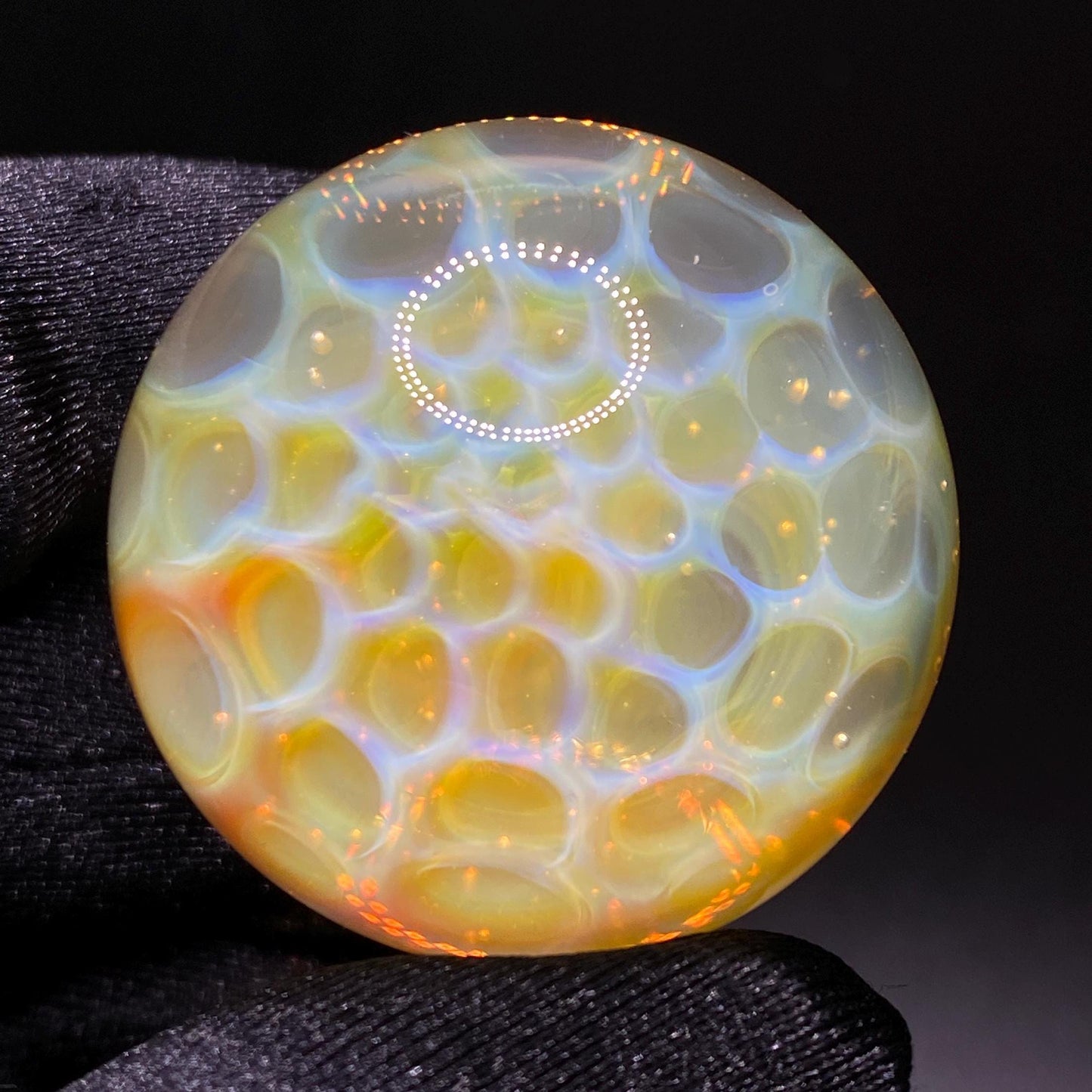 1.26 Inch Handcrafted Borosilicate Glass Marble with Silver Fume - Heady Glass Art Marble - Includes Wooden Display Stand