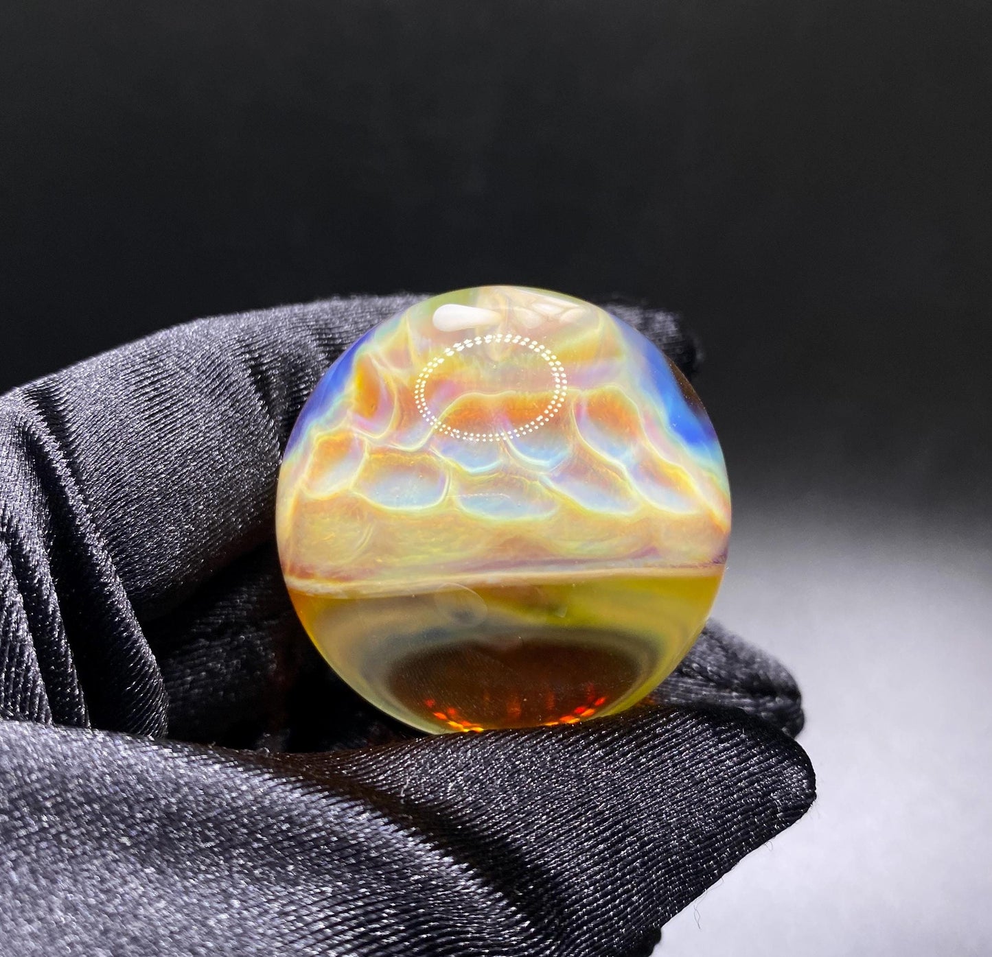 Handmade Glass Mushroom Marble - 1.43 Inches - Heady Glass for Collectors - Includes Free Wood Display