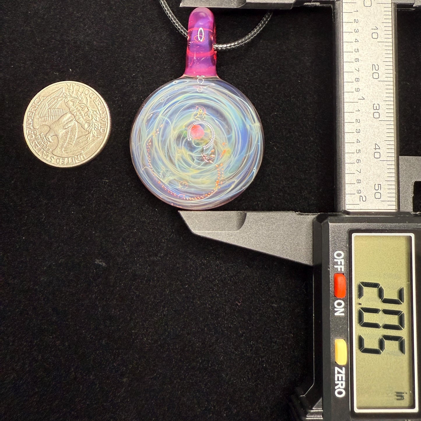 Pink Opal Glass Pendant | Silver Fume Swirl Necklace | Hand Blown Heady Glass Jewelry | Durable Artisan Pendant