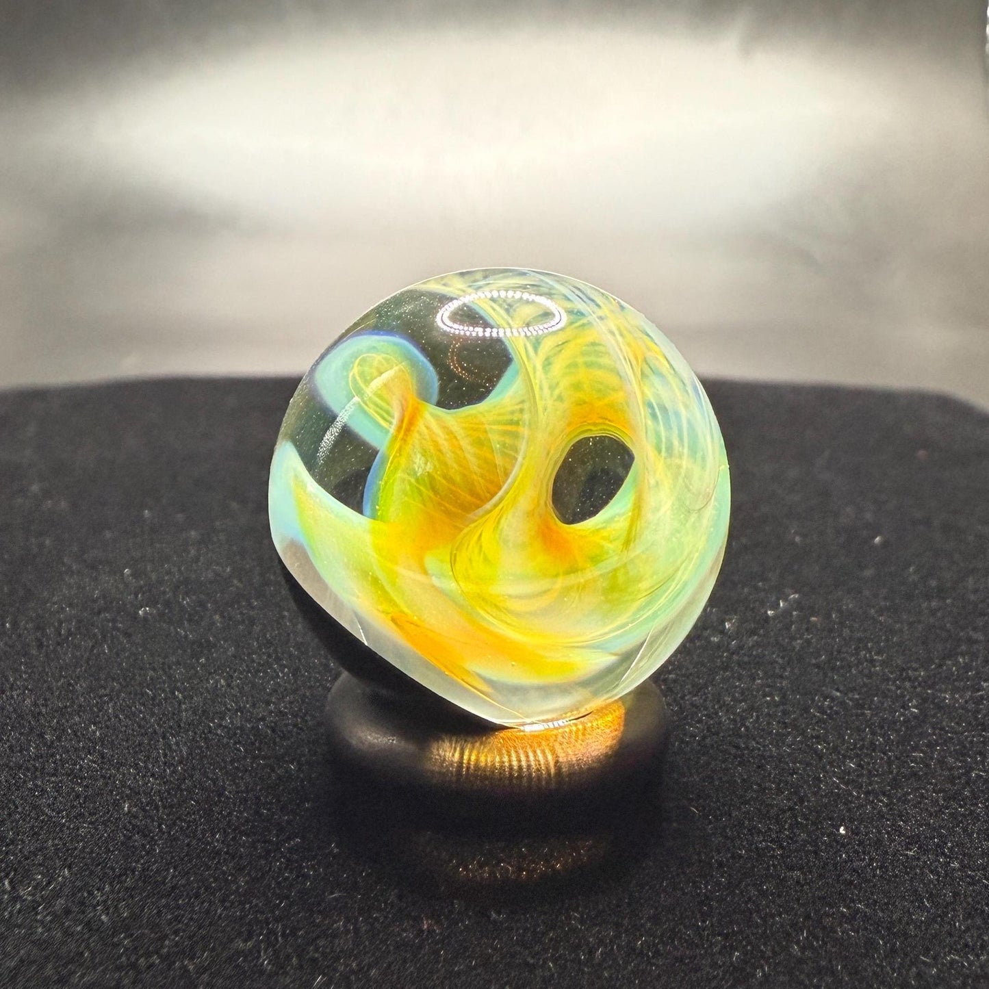 Borosilicate Glass Art Marble || Silver Fume Spiral || Galaxy Space Marble || Heady Boro Glass || Handmade Marbles