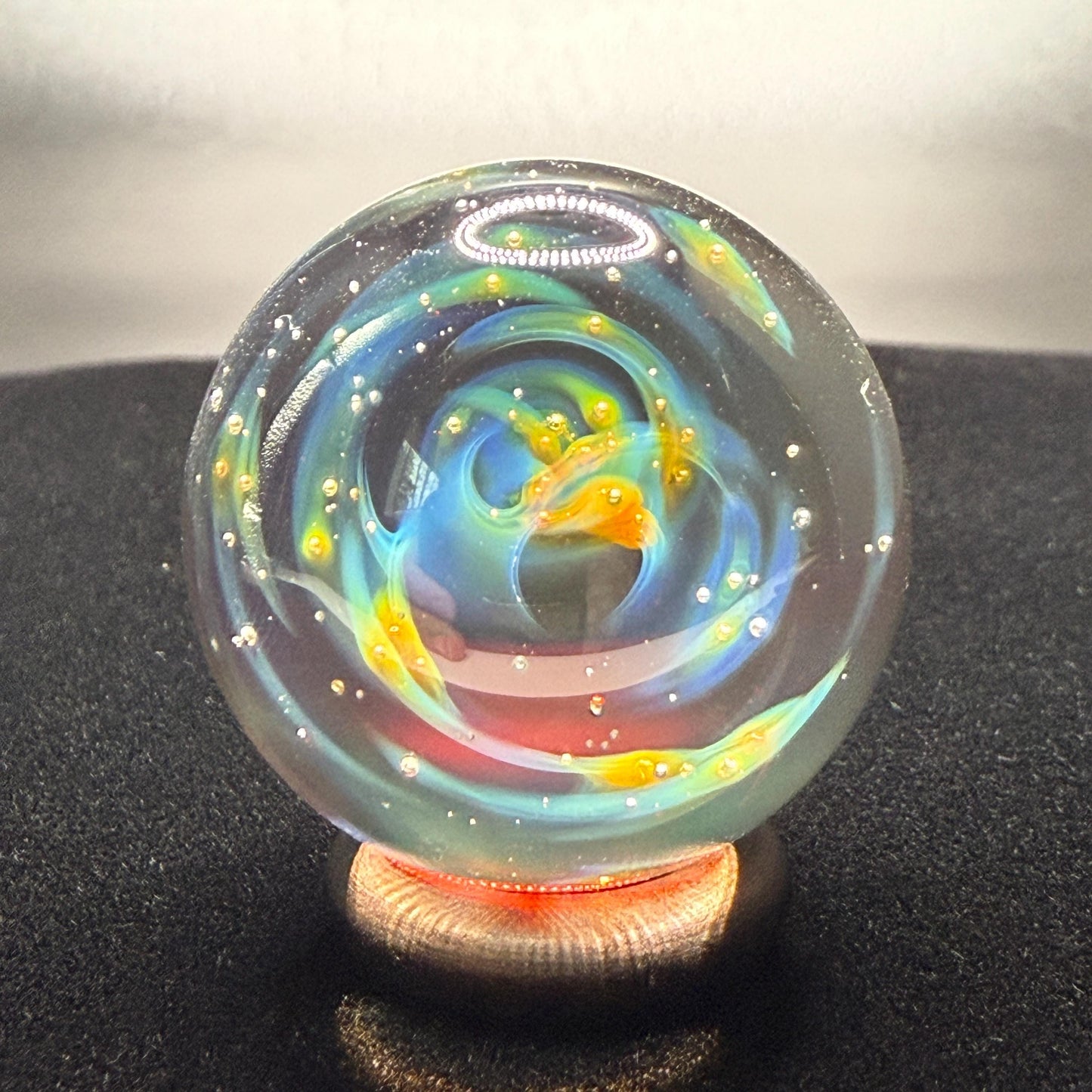 Handmade Glass Marble 1.13 Inch || Silver Fume Galaxy Marble || Heady Glass