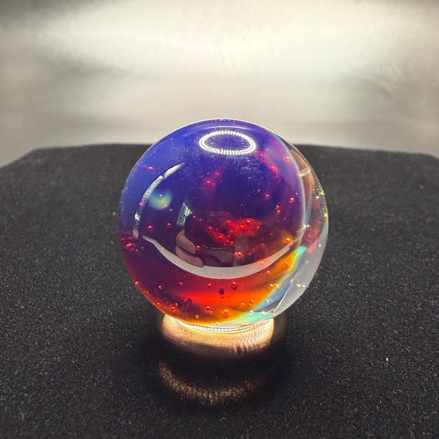 Handmade Glass Marble 1.13 Inch || Silver Fume Galaxy Marble || Heady Glass