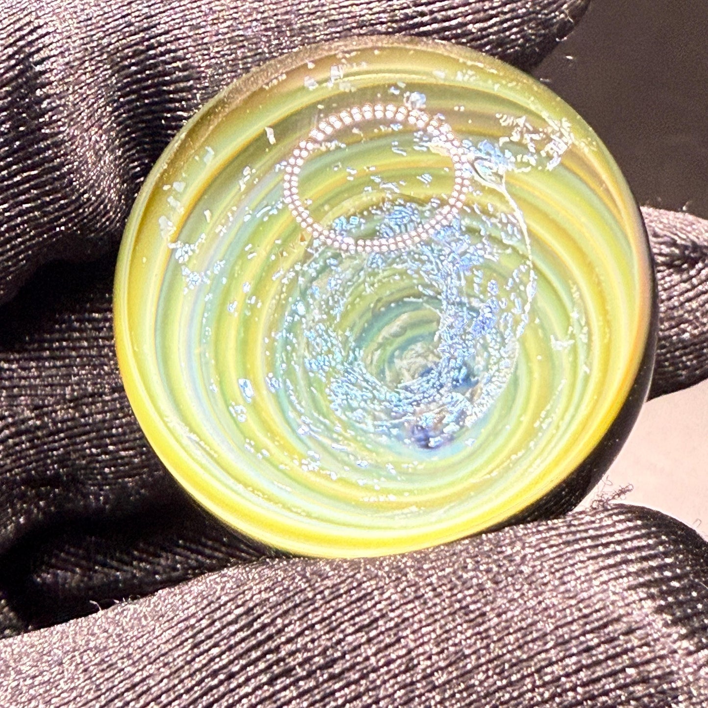 Glass Vortex Marble 1.13 inches || Handmade in Canada with Borosilicate and Dichroic Glass || Includes Free Wooden Display Stand