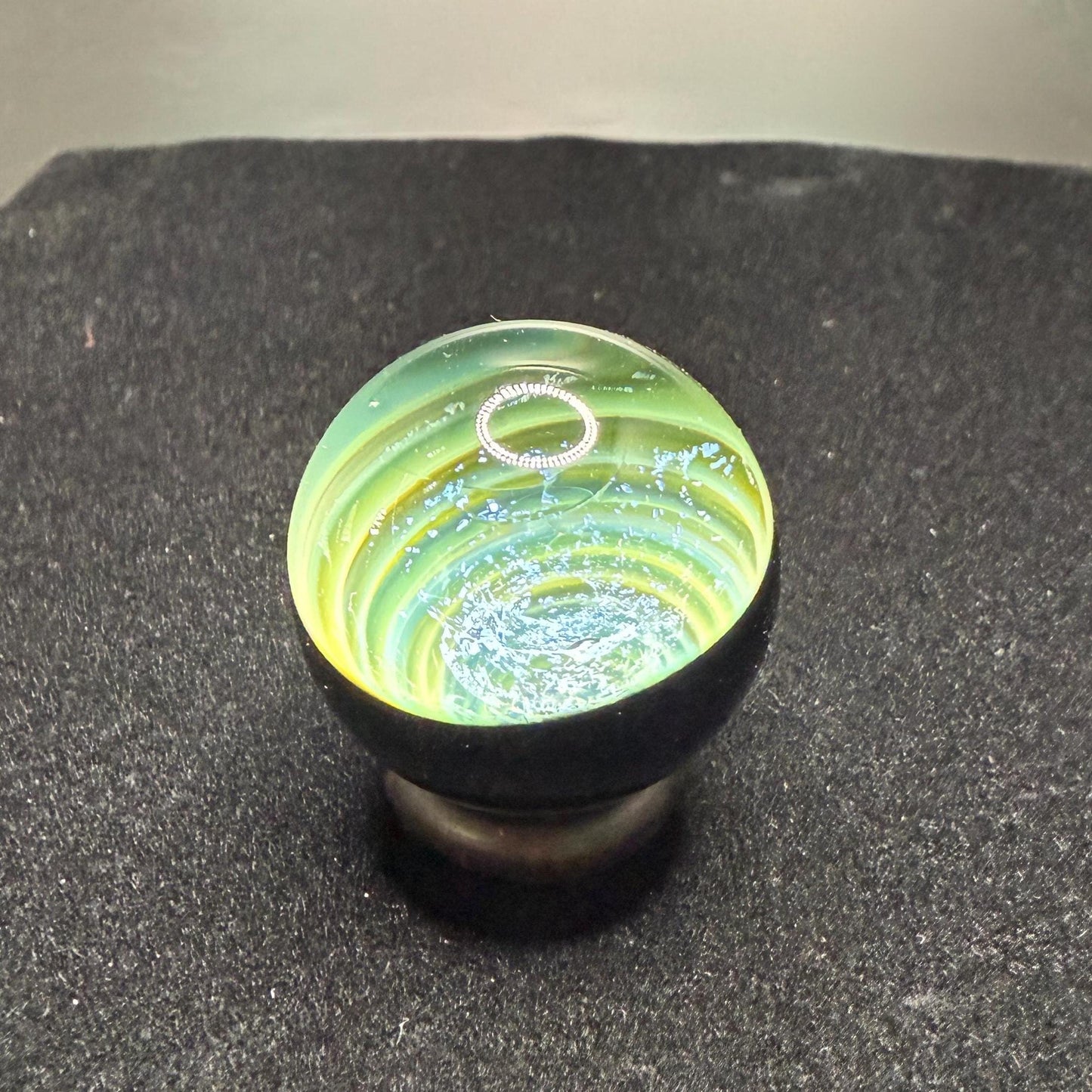 Glass Vortex Marble 1.13 inches || Handmade in Canada with Borosilicate and Dichroic Glass || Includes Free Wooden Display Stand