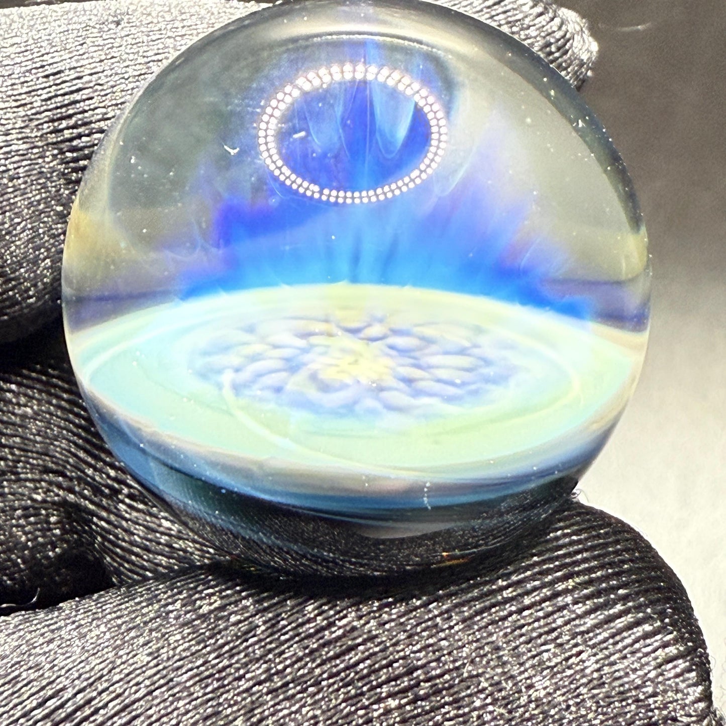 1.01 Inch Silver Fume Implosion Glass Marble || Handmade using Borosilicate Glass and Silver