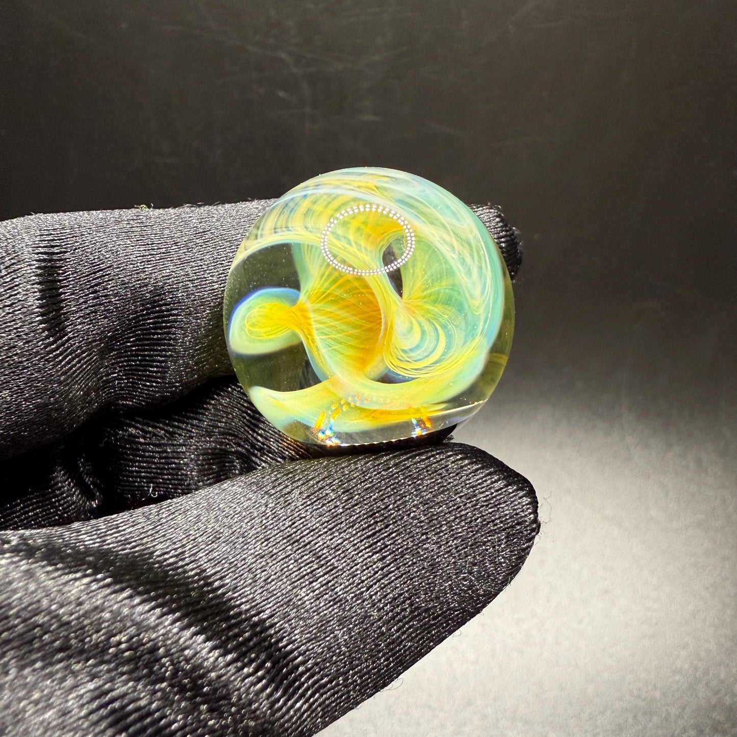 Borosilicate Glass Art Marble || Silver Fume Spiral || Galaxy Space Marble || Heady Boro Glass || Handmade Marbles
