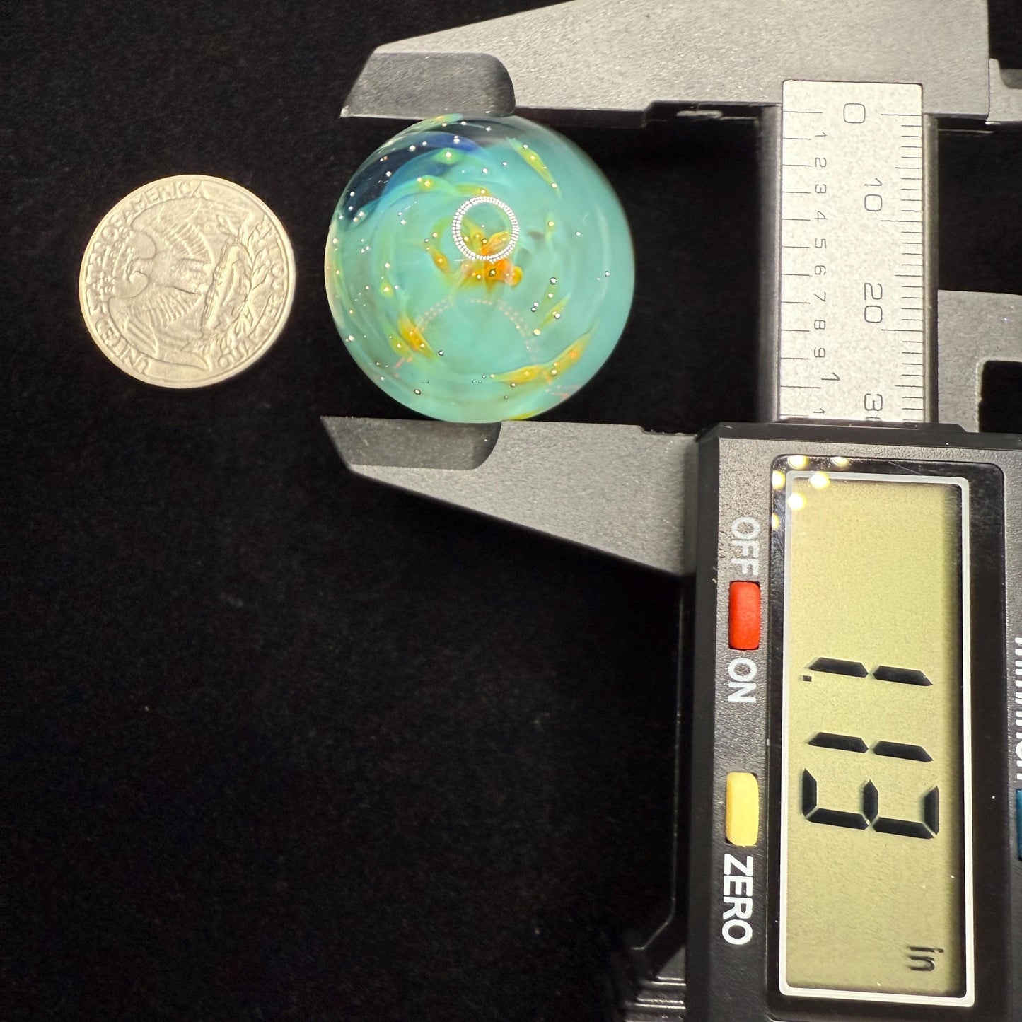 Handmade Glass Marble 1.13 Inch || Silver Fume Galaxy Marble || Heady Glass