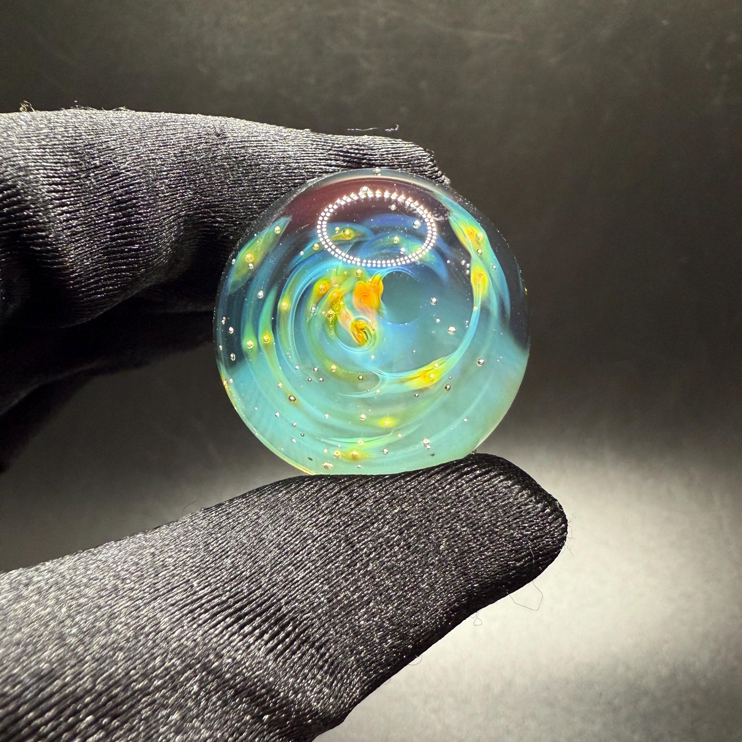 Handmade Glass Marble 1.13 Inch || Silver Fume Galaxy Marble || Heady Glass