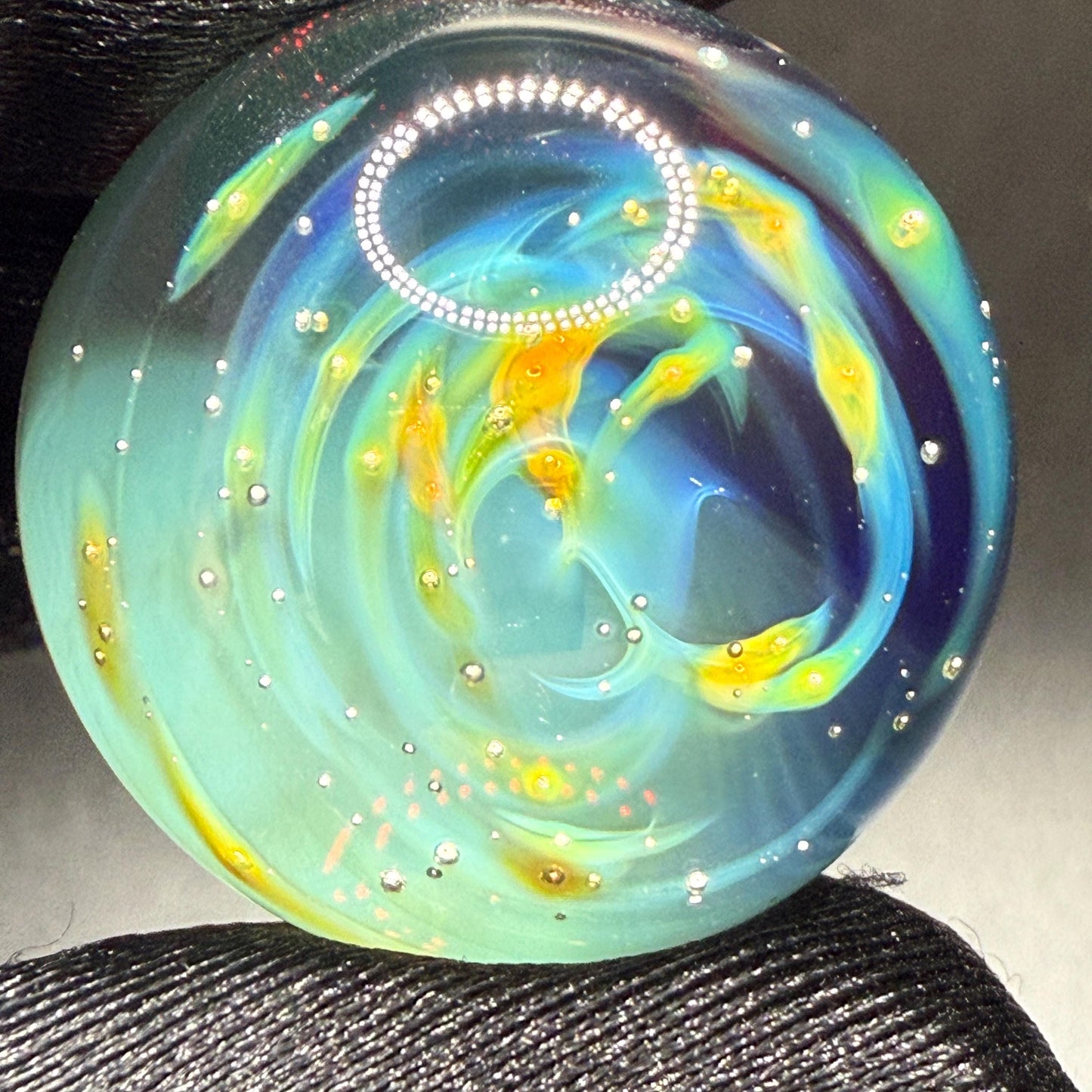 Handmade Glass Marble 1.13 Inch || Silver Fume Galaxy Marble || Heady Glass
