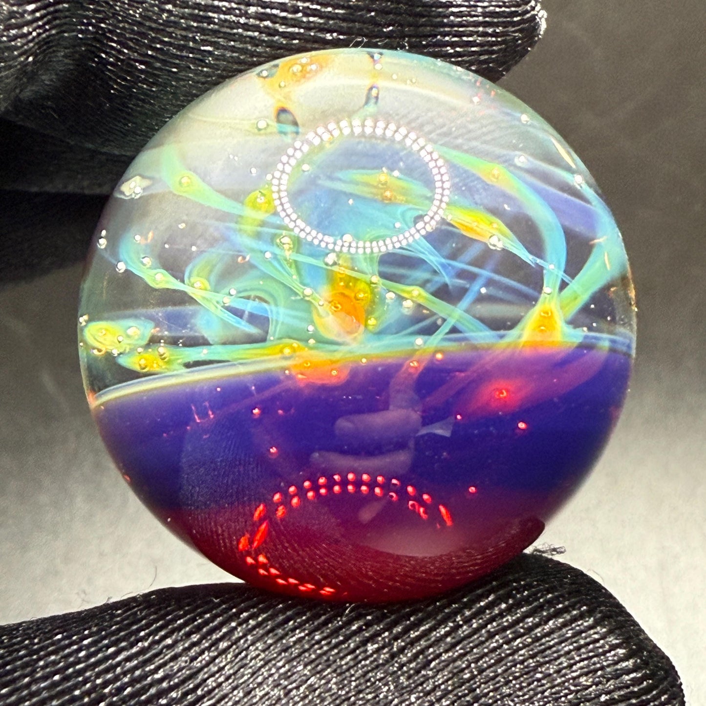 Handmade Glass Marble 1.13 Inch || Silver Fume Galaxy Marble || Heady Glass