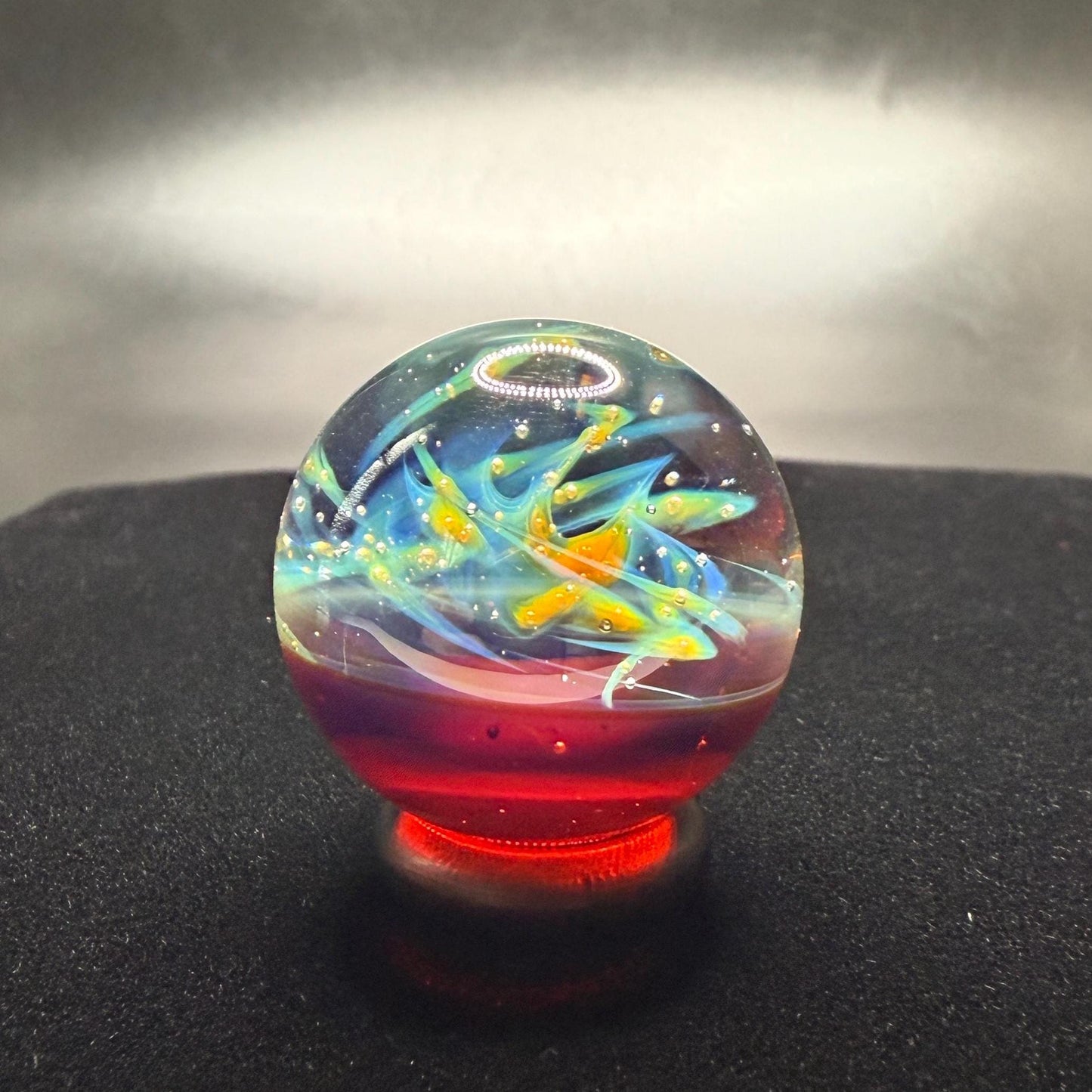 Handmade Glass Marble 1.13 Inch || Silver Fume Galaxy Marble || Heady Glass