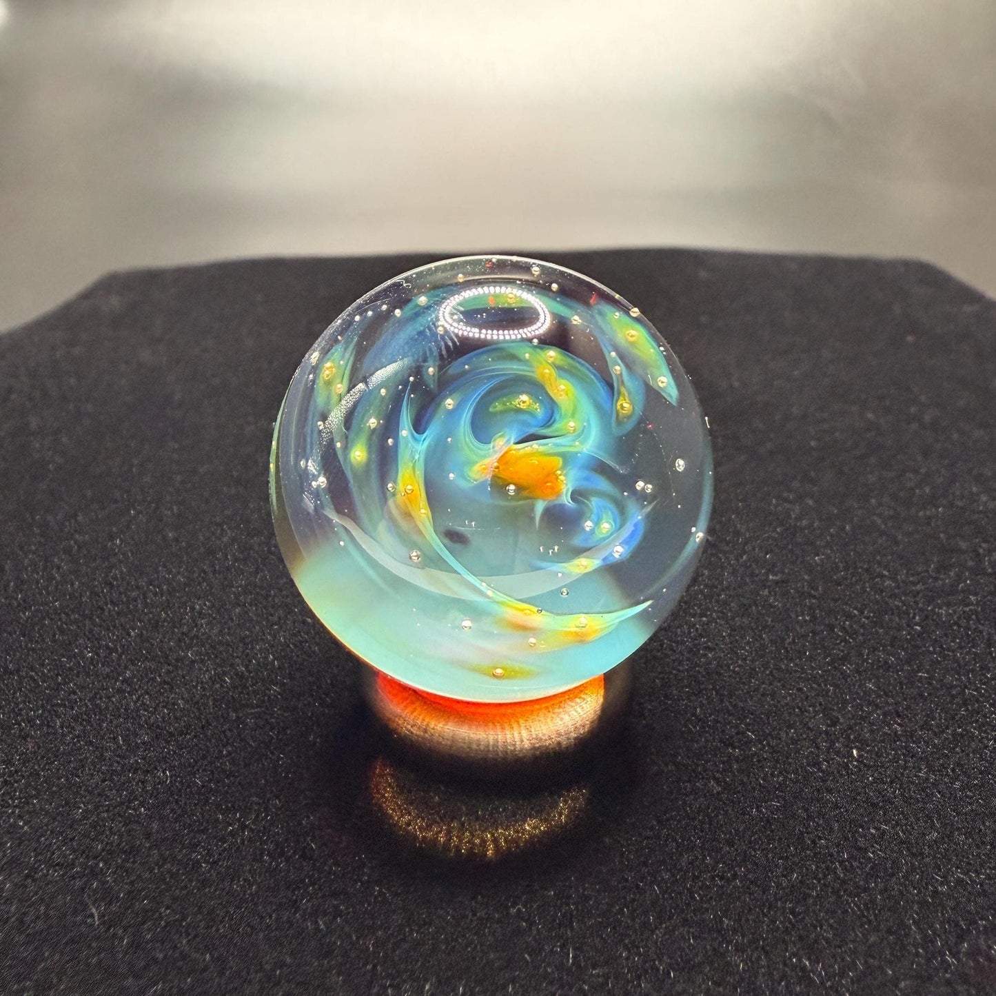 Handmade Glass Marble 1.13 Inch || Silver Fume Galaxy Marble || Heady Glass