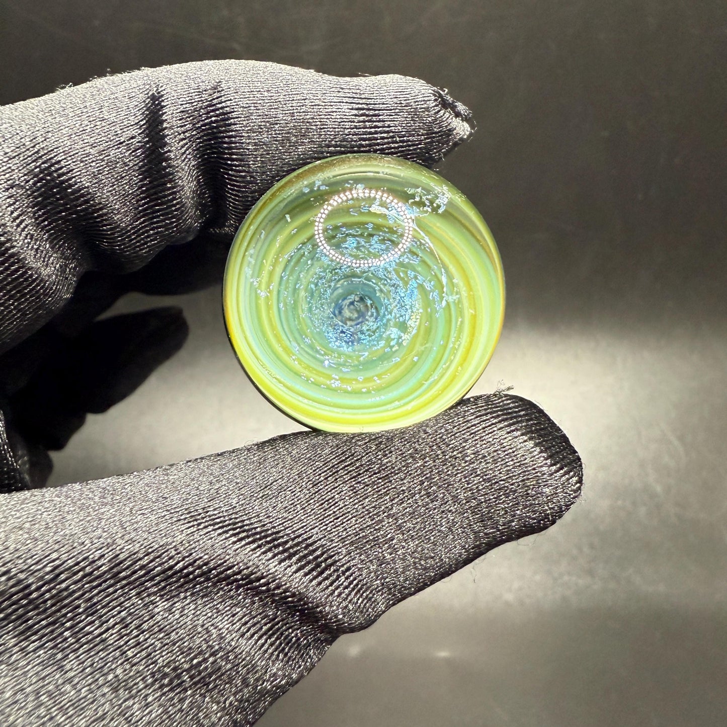 Glass Vortex Marble 1.13 inches || Handmade in Canada with Borosilicate and Dichroic Glass || Includes Free Wooden Display Stand
