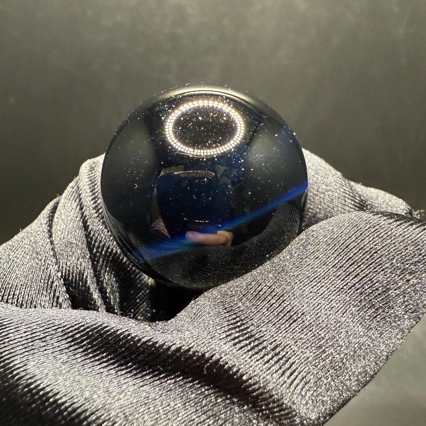 Glass Vortex Marble 1.13 inches || Handmade in Canada with Borosilicate and Dichroic Glass || Includes Free Wooden Display Stand