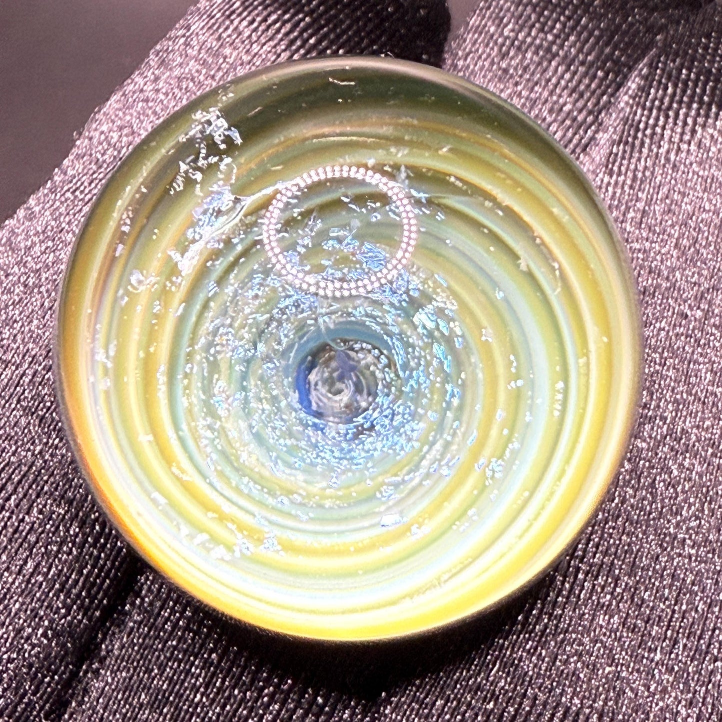 Glass Vortex Marble 1.13 inches || Handmade in Canada with Borosilicate and Dichroic Glass || Includes Free Wooden Display Stand