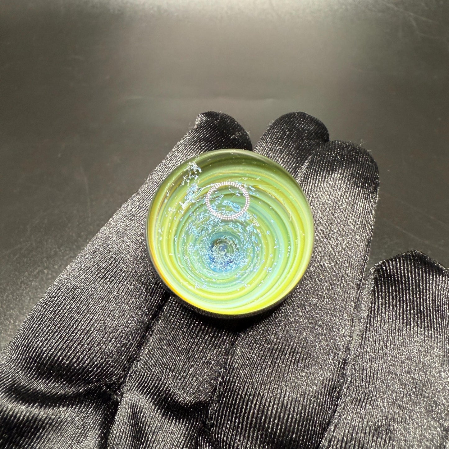 Glass Vortex Marble 1.13 inches || Handmade in Canada with Borosilicate and Dichroic Glass || Includes Free Wooden Display Stand