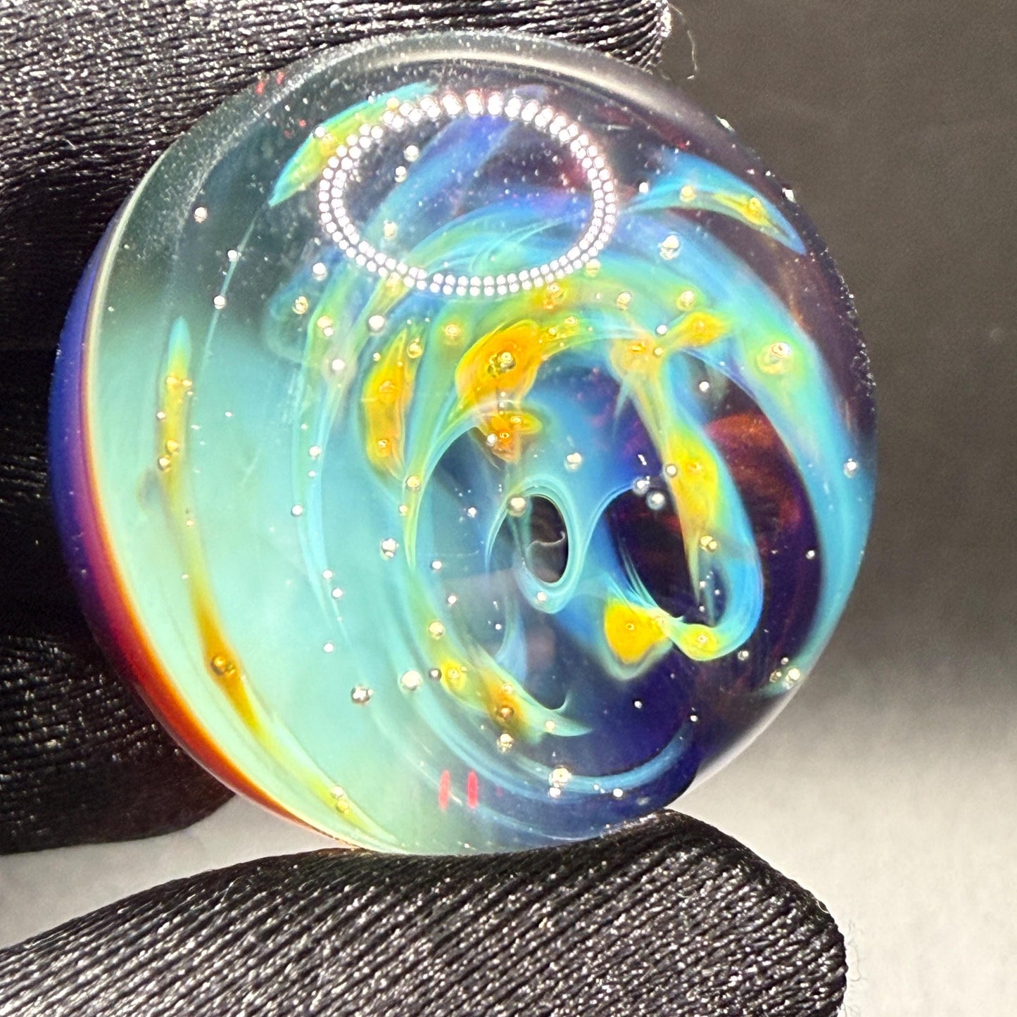 Handmade Glass Marble 1.13 Inch || Silver Fume Galaxy Marble || Heady Glass