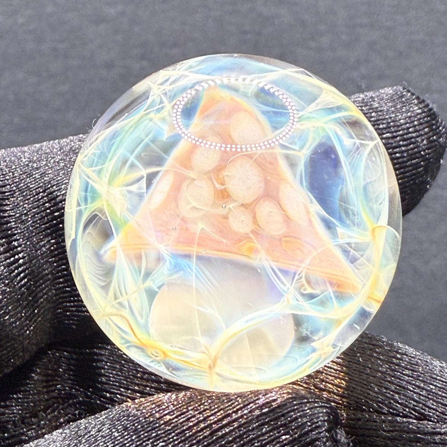 Handmade Glass Marble with Red Mushroom and Silver Chaos Fume 1.08 Inch || Heady Glass Marble for Collectors and Mushroom Lovers