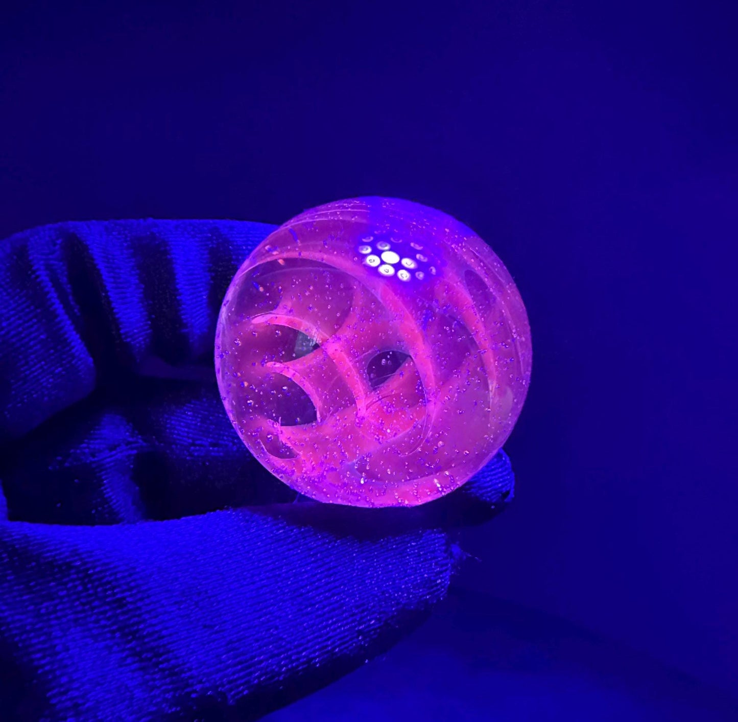 Handmade Glass Marble Blue UV Reactive 1.29 Inches