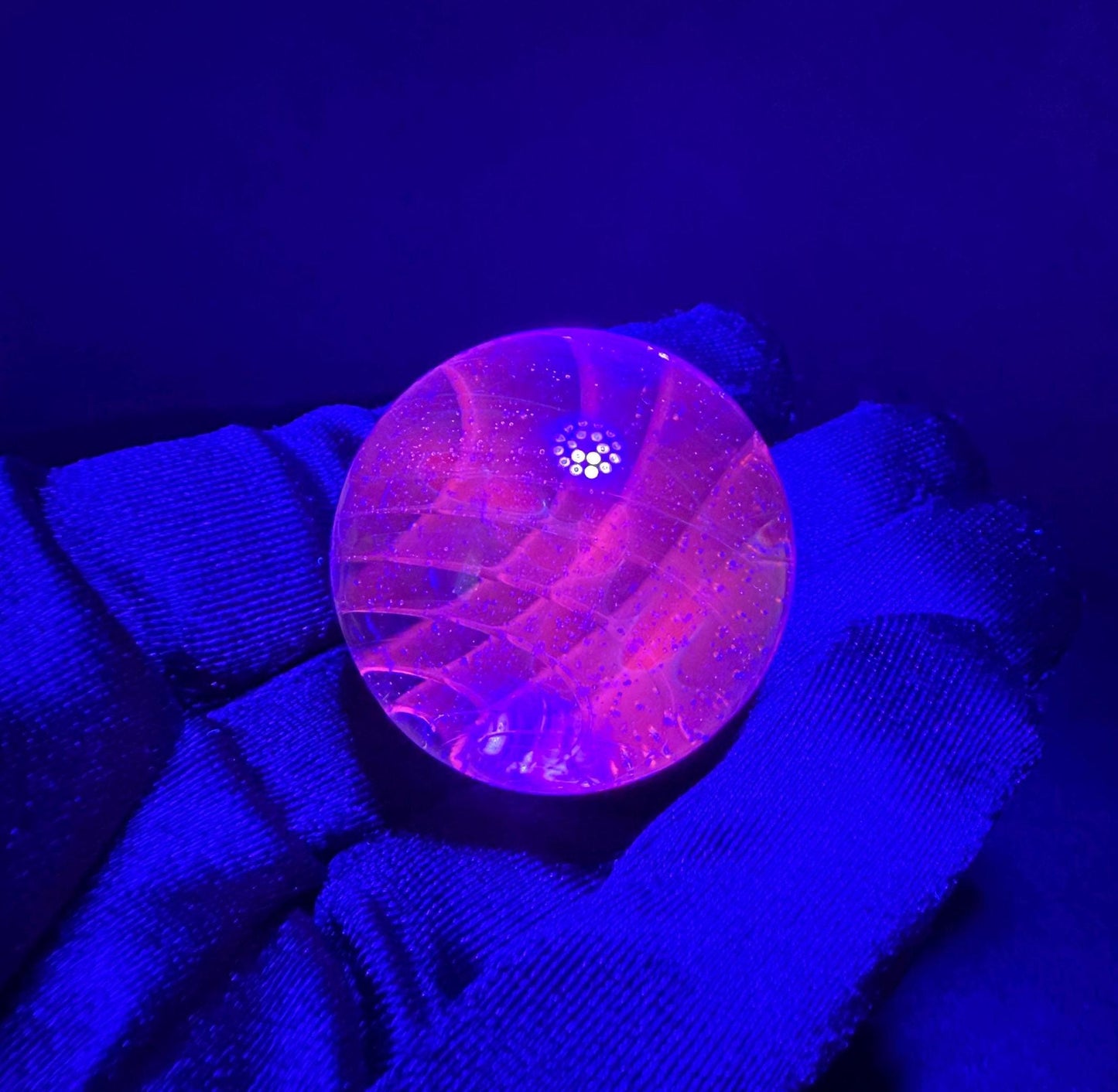 Handmade Glass Marble Blue UV Reactive 1.29 Inches
