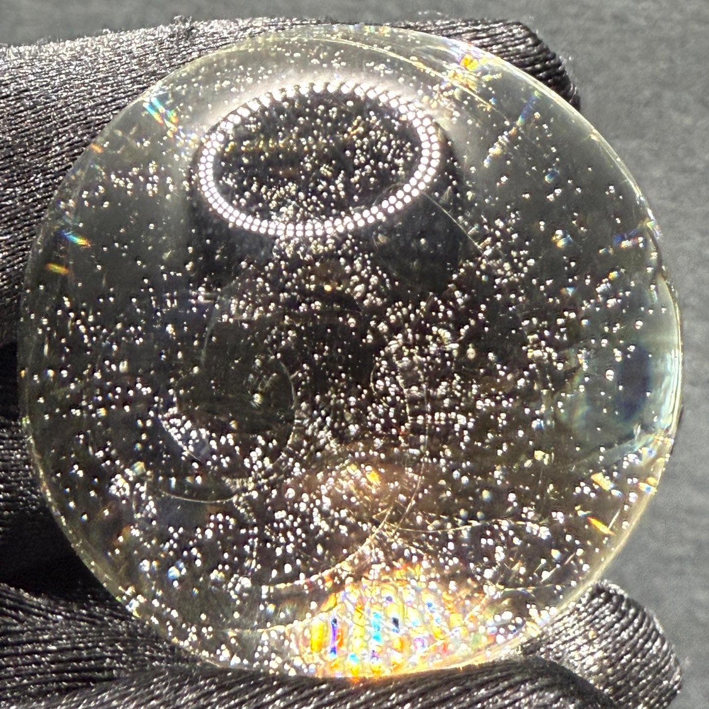 Handmade Glass Marble Blue UV Reactive 1.29 Inches