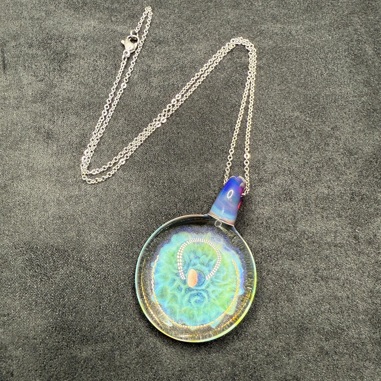 Borosilicate Glass Pendant Implosion Technique with Opal || Heady Glass Pendant || Hand Blown Glass Necklace