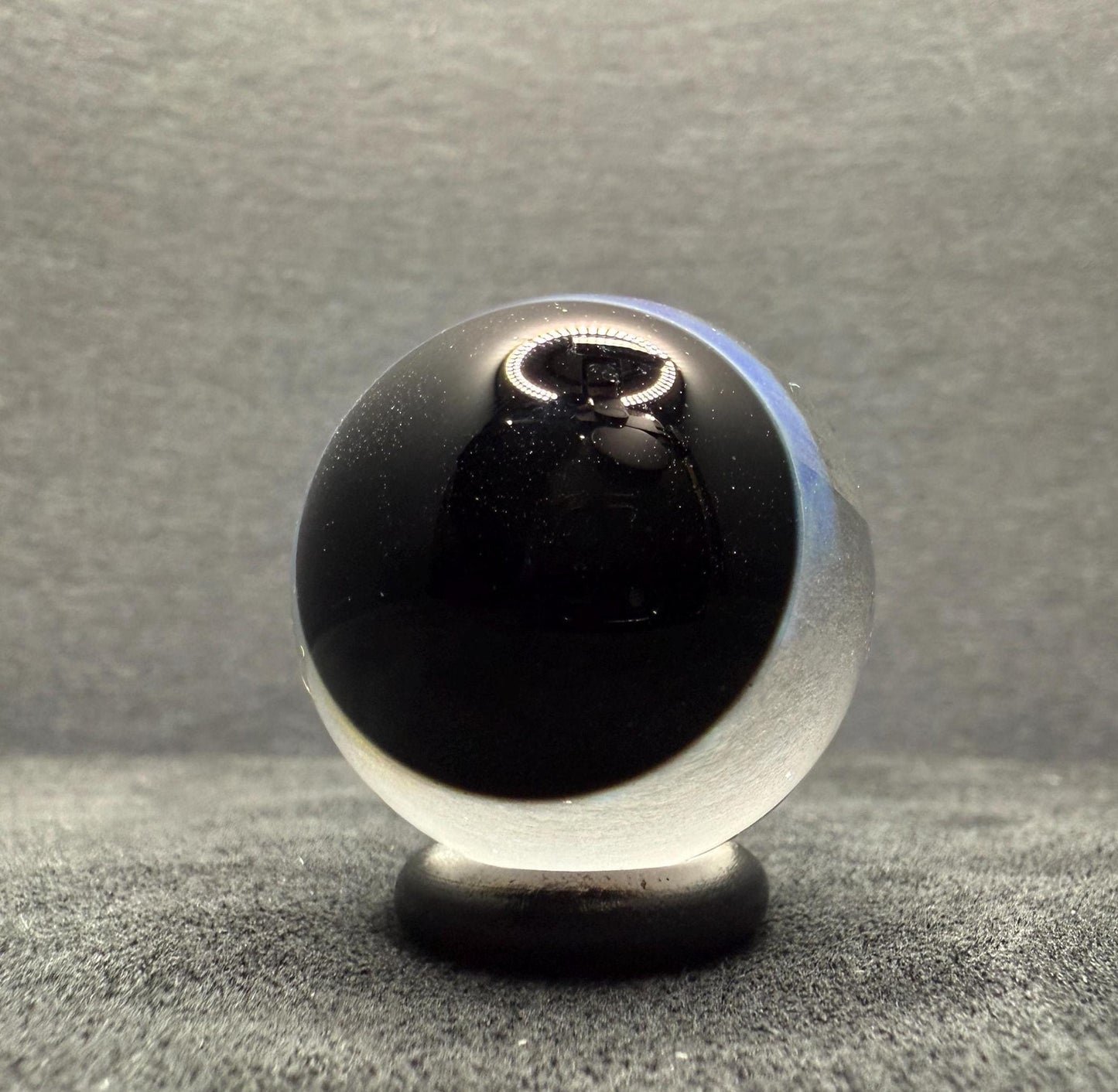 1.14 Inch Handmade Glass Marble with Silver Fume Honeycomb Pattern - Includes Wooden Display Stand - Heady Glass Art Marble