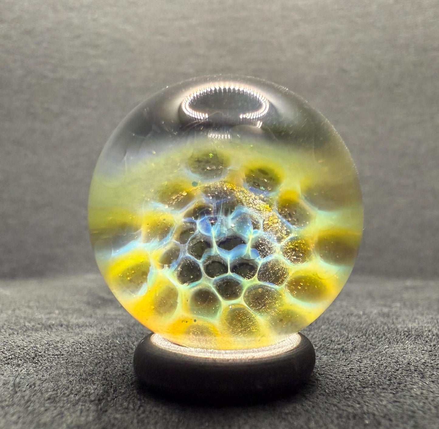 1.12 Inch Silver Fume Honeycomb Glass Marble || Handmade using Borosilicate Glass and Silver