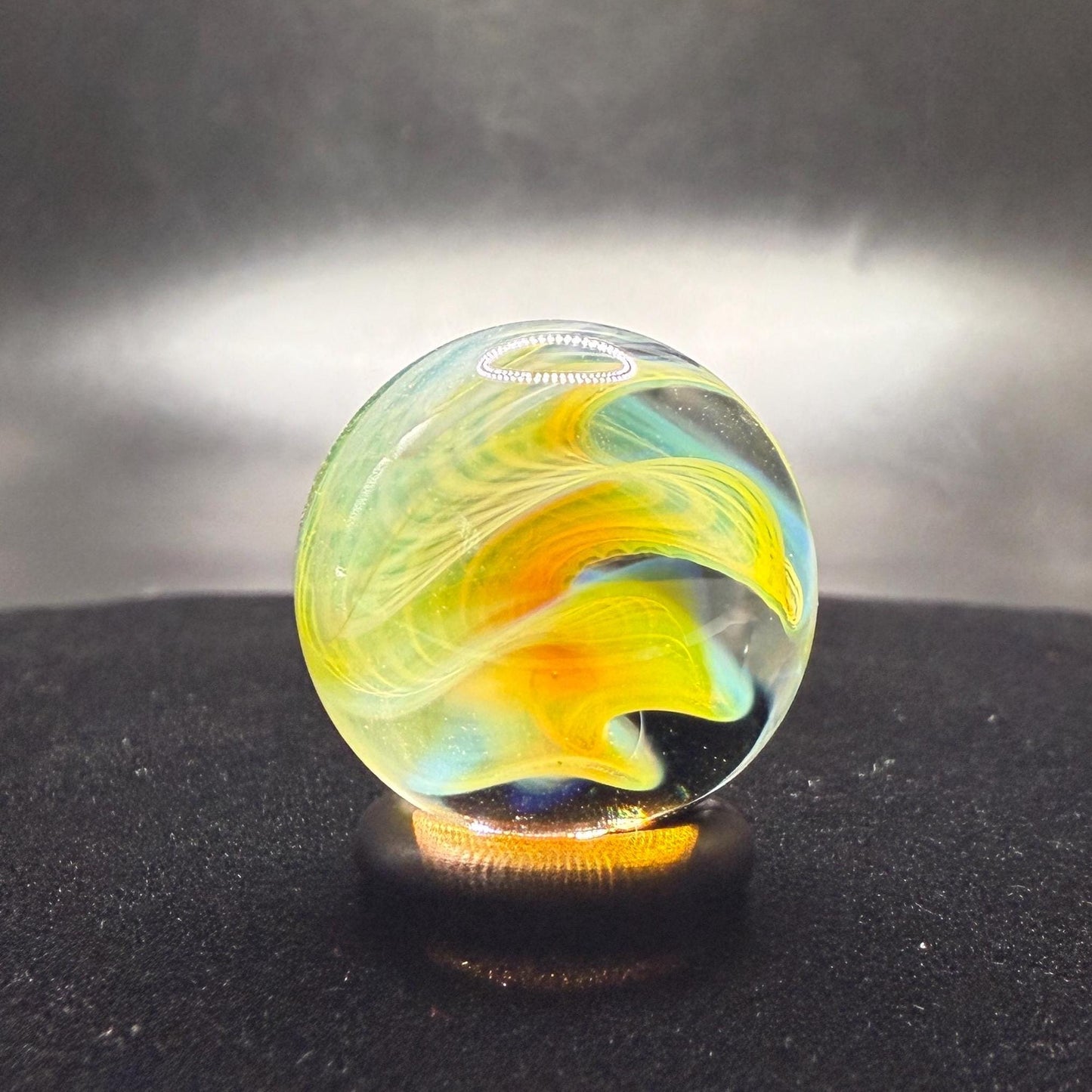 Borosilicate Glass Art Marble || Silver Fume Spiral || Galaxy Space Marble || Heady Boro Glass || Handmade Marbles