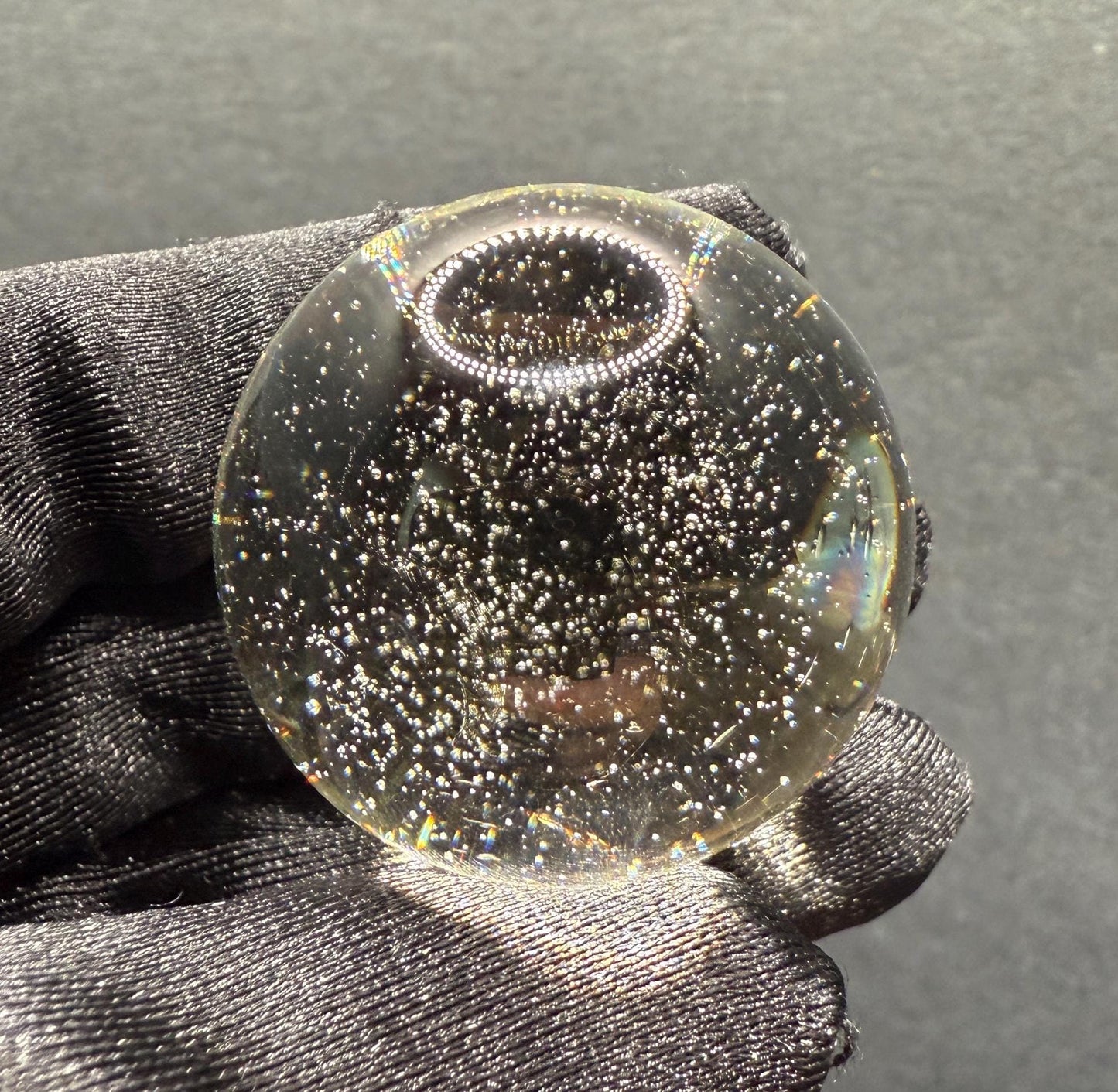 Handmade Glass Marble Blue UV Reactive 1.29 Inches